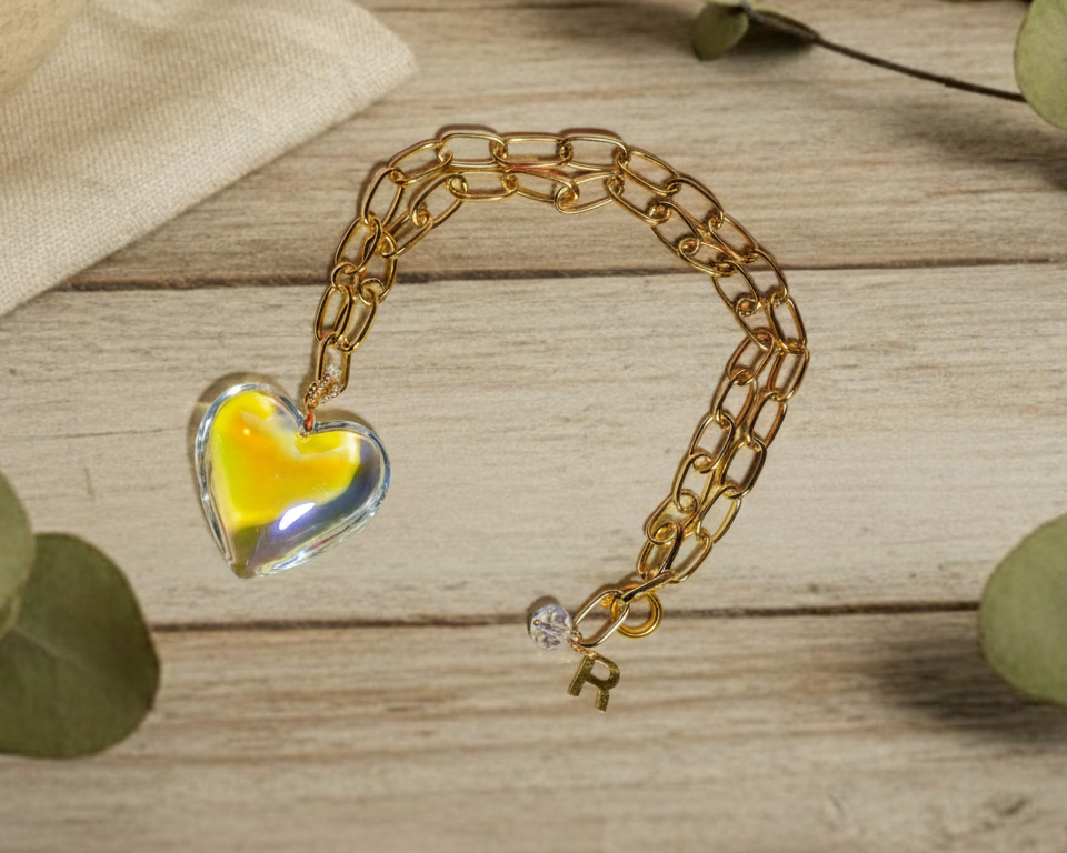 Crystal Heart Link Necklace – Handmade in NY