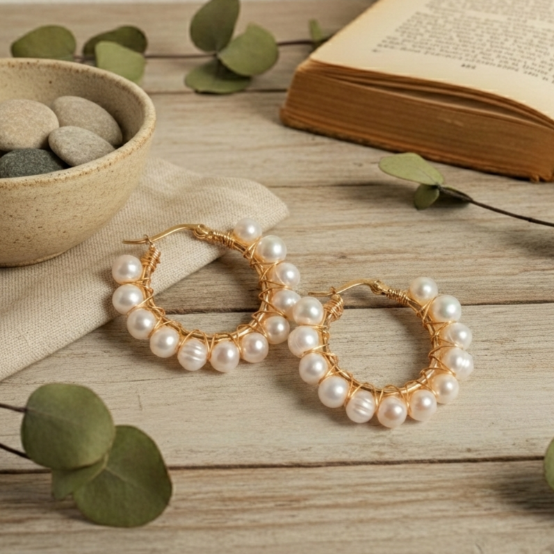 Sky Pearls Hoops – Signature Hoops