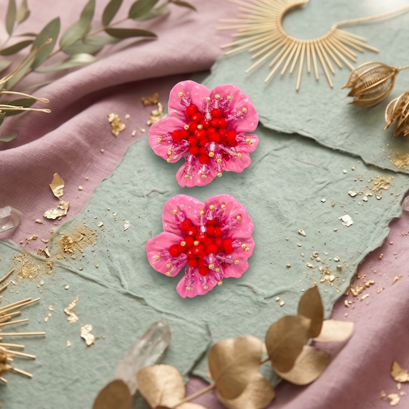 Pink Hibiscus Royale earrings