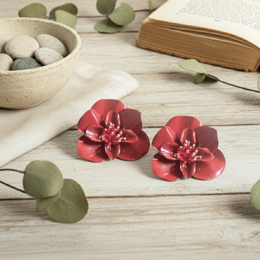 Scarlet Bloom Earrings – Limited Edition