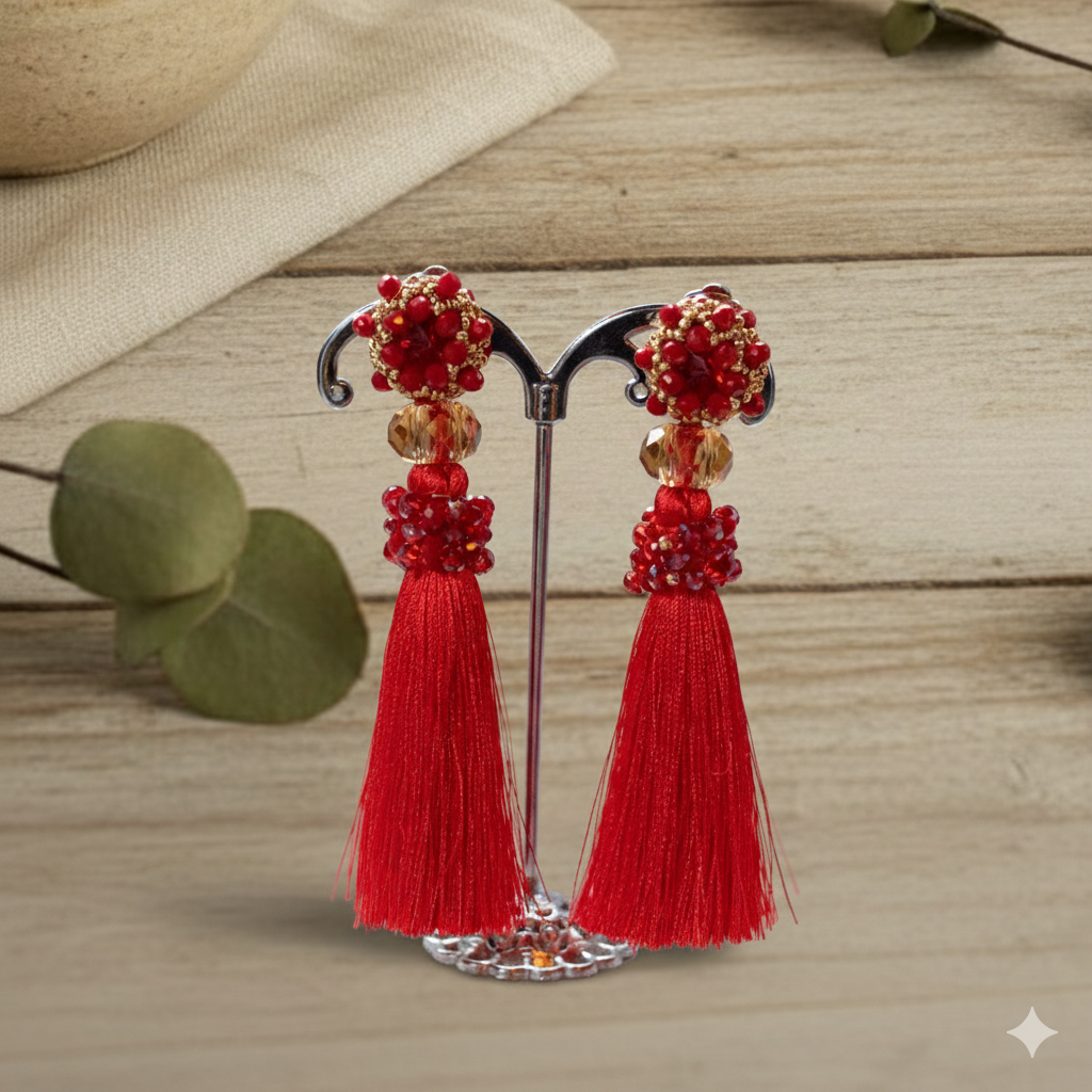 Red Passion Tassel earrings