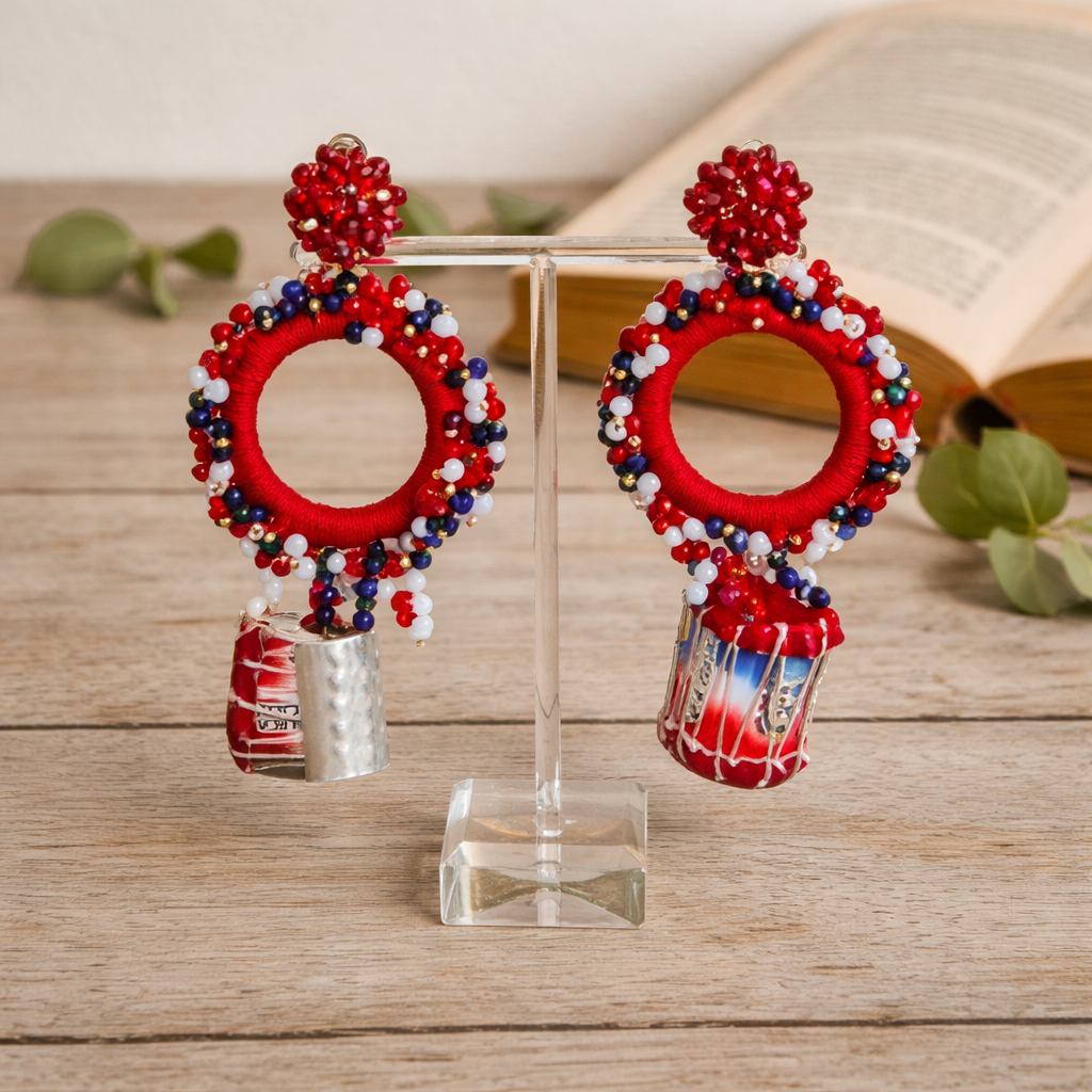 Dominican Heritage Earrings-La Güira y la Tambora