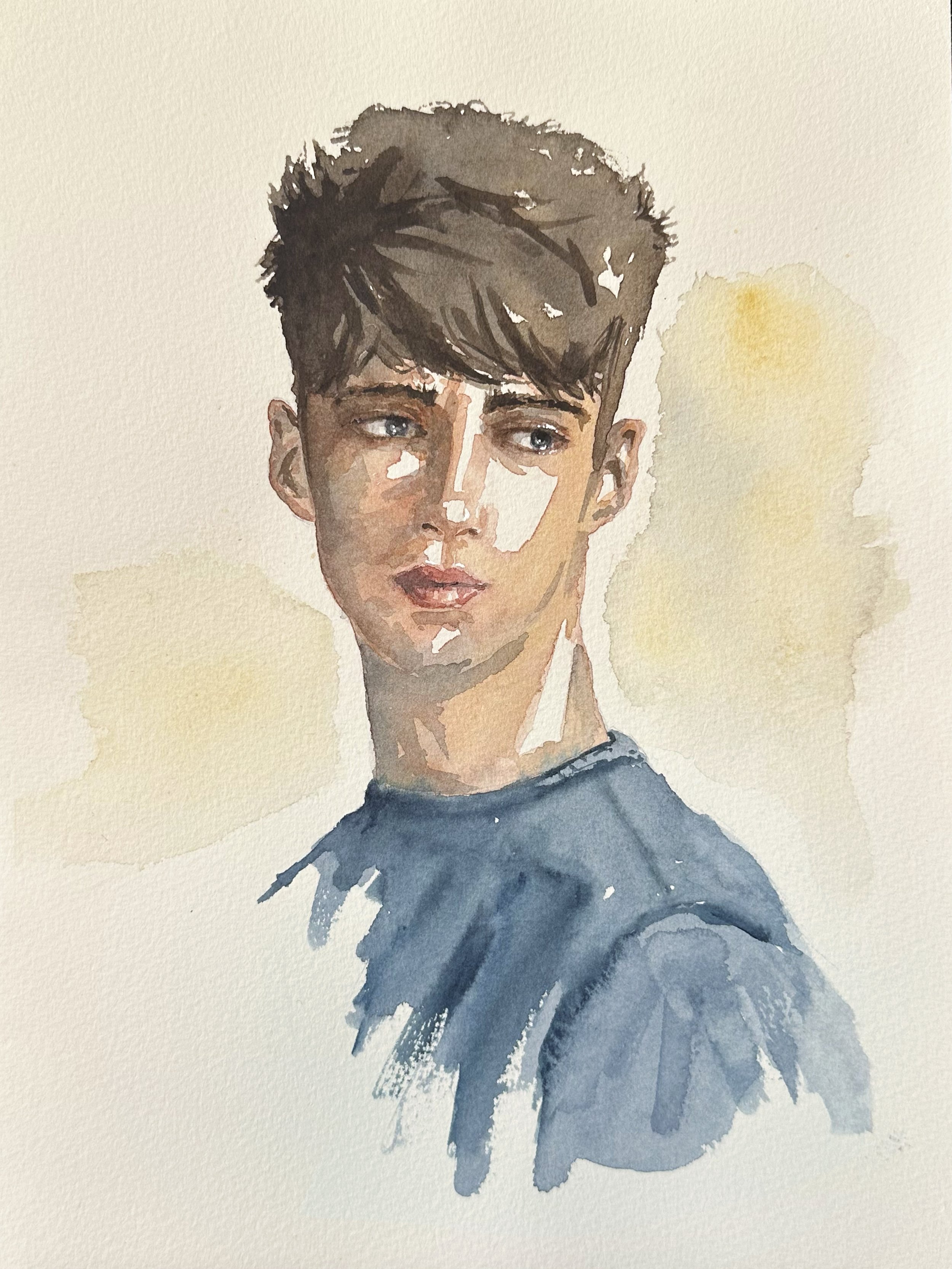 Watercolour Portrait Study - Sideways Glance