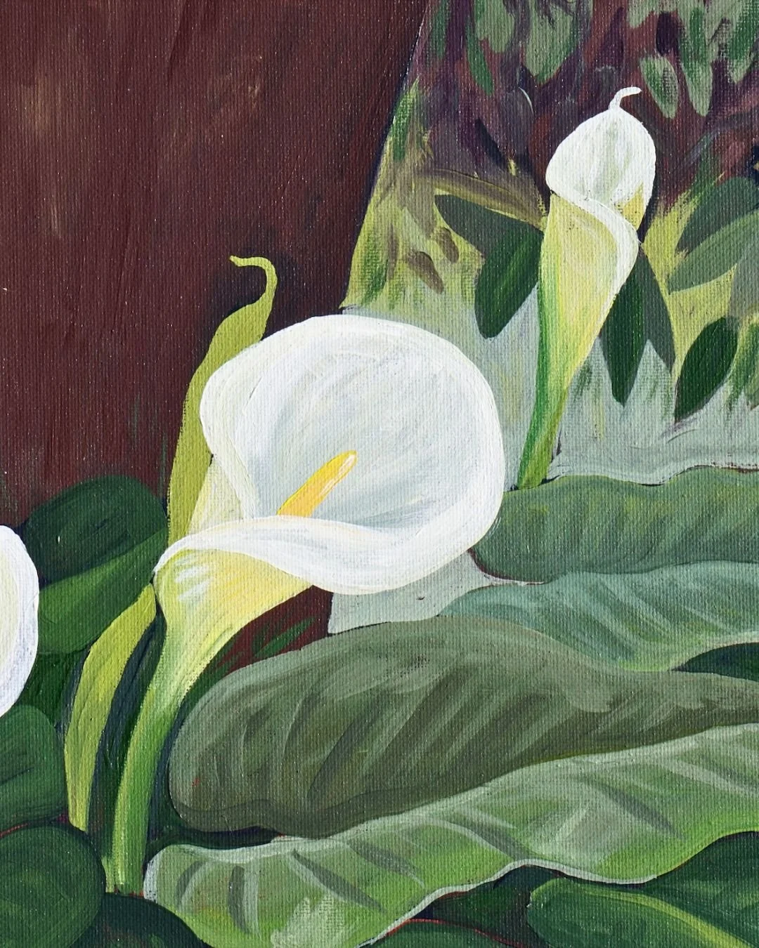 Calla Lily, 2023, Acrylic on Canvas, 8" x 10" Framed - $275