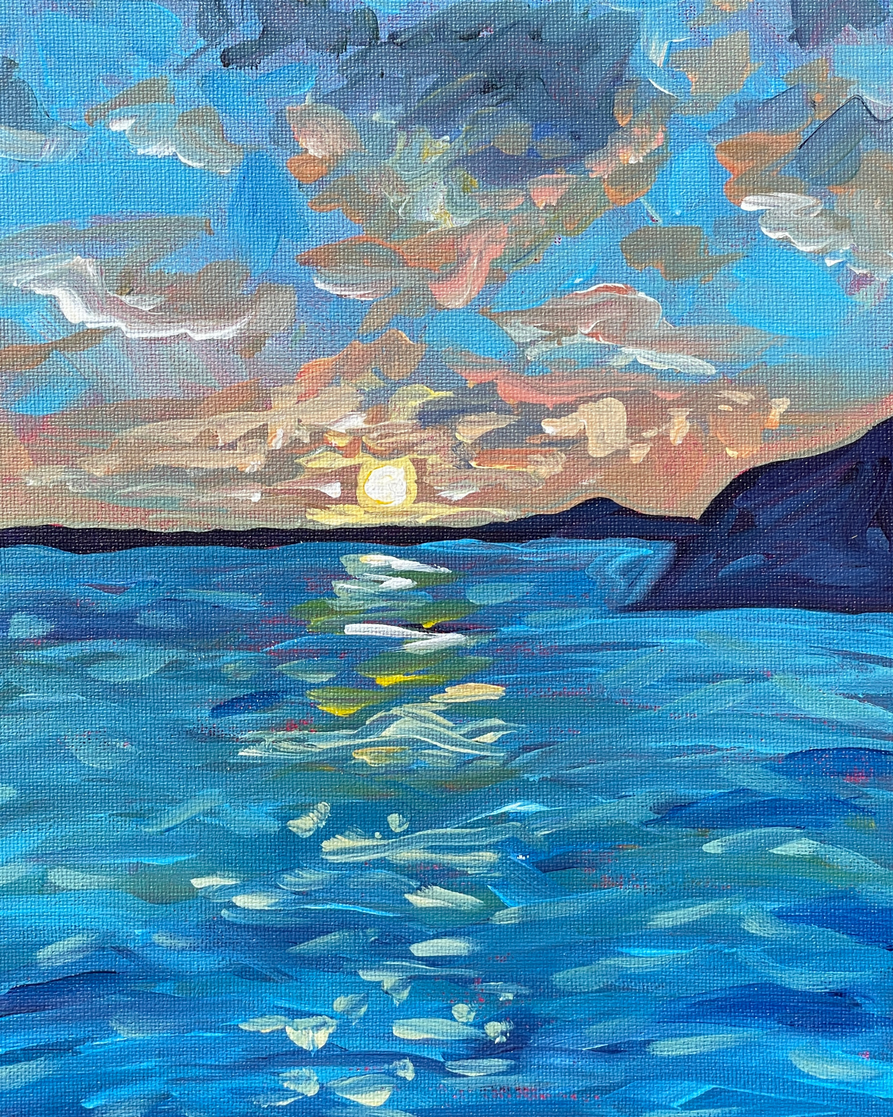 Hawaii Sunset, 2026, Acrylic on Canvas, 8" x 10" Framed - $200