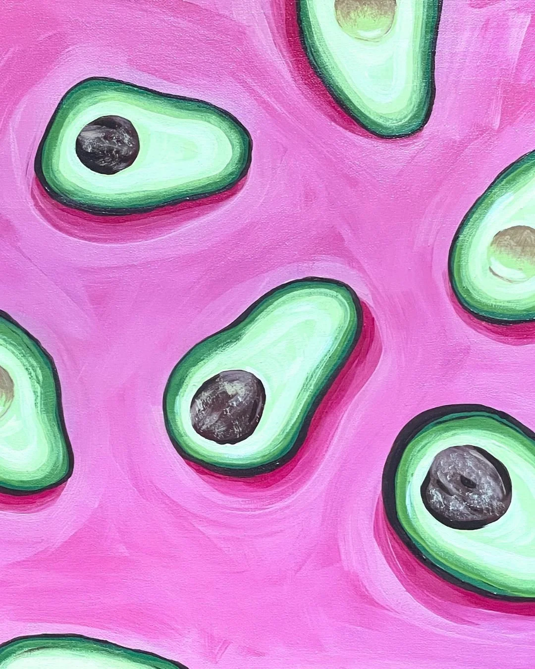Avocados, 2021, Acrylic on Canvas, 16" x 20" Framed - $500