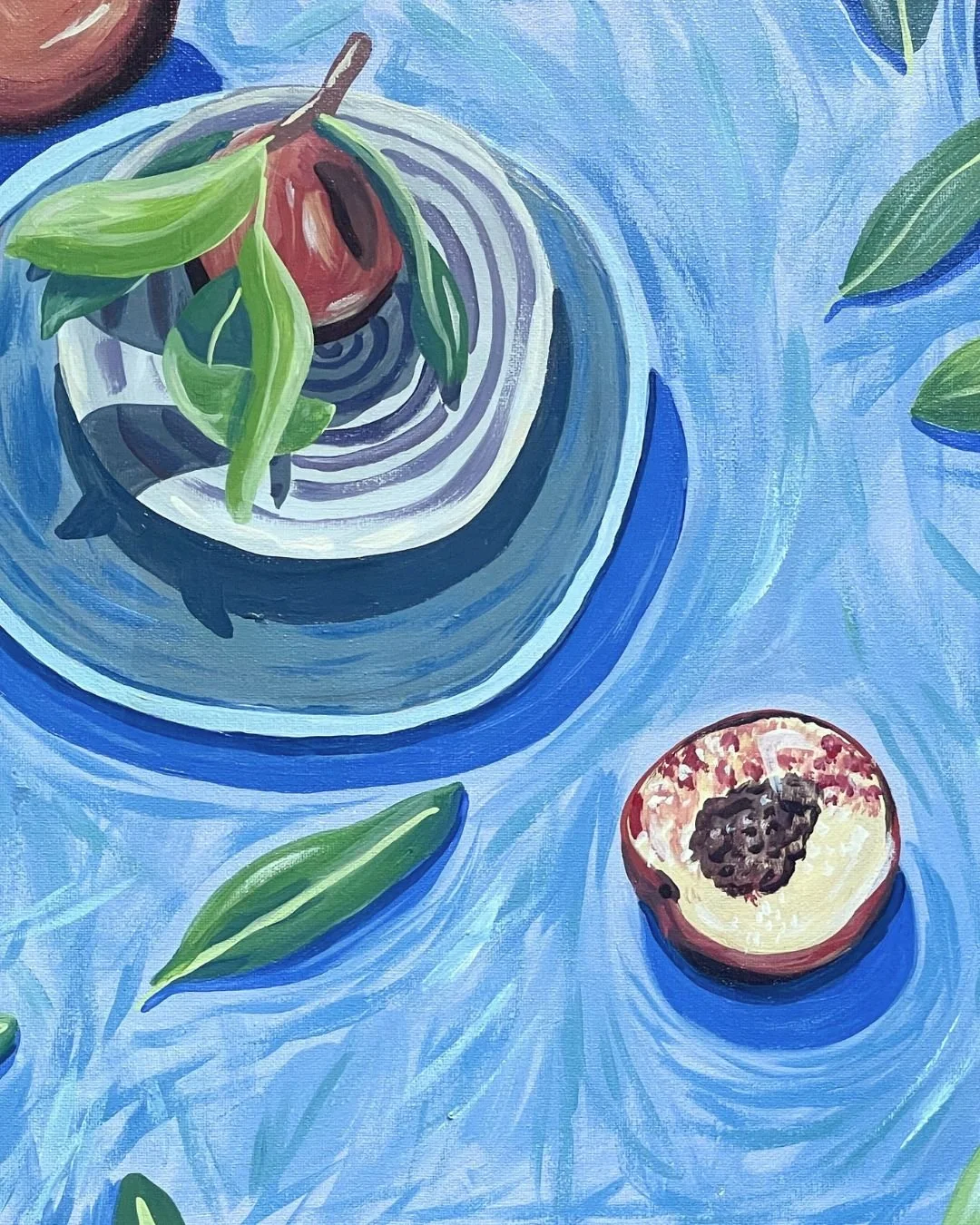 Peaches, 2021, Acrylic on Canvas, 16" x 20" Framed - $500