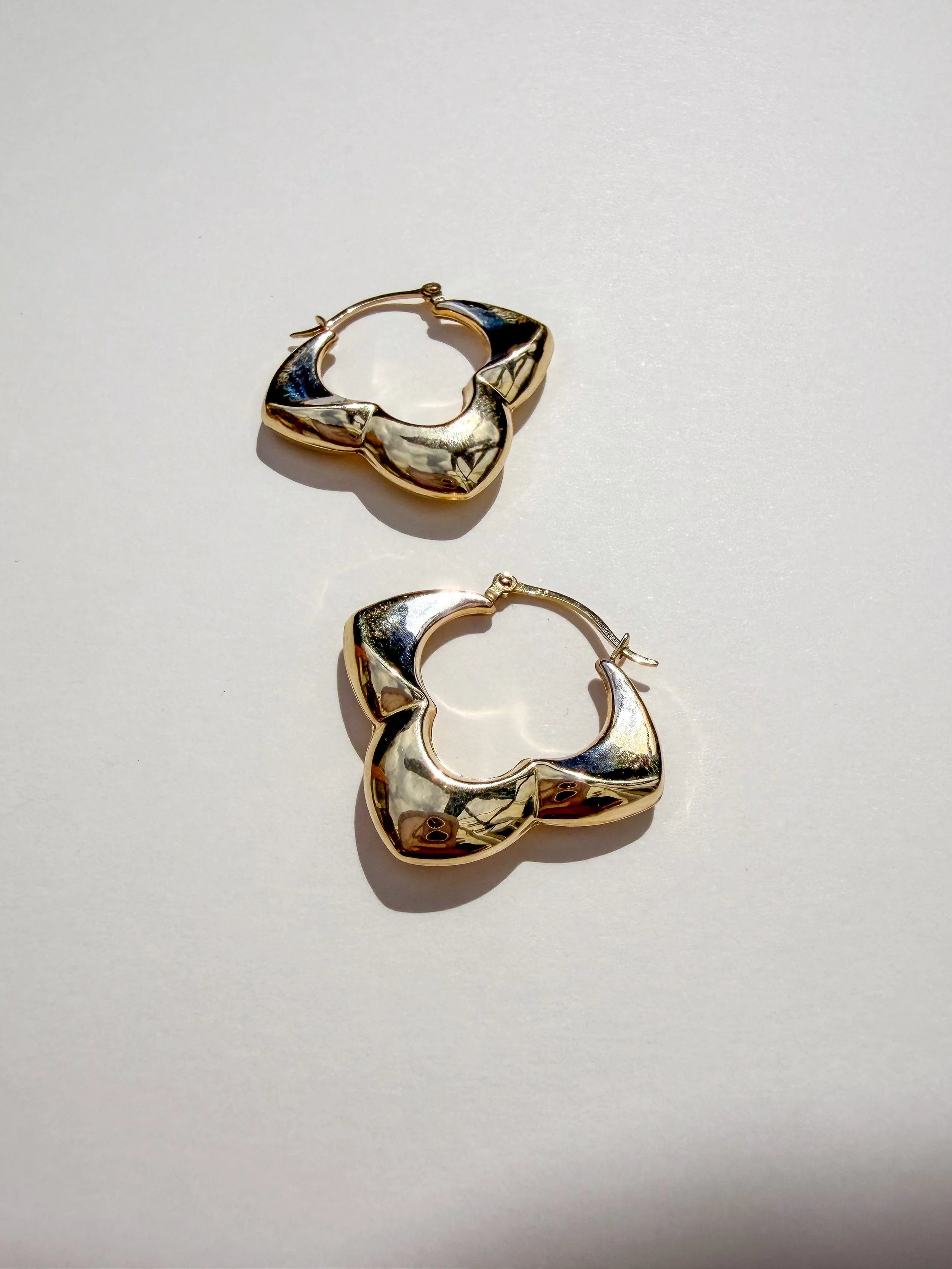9ct yellow and white gold petal hoops