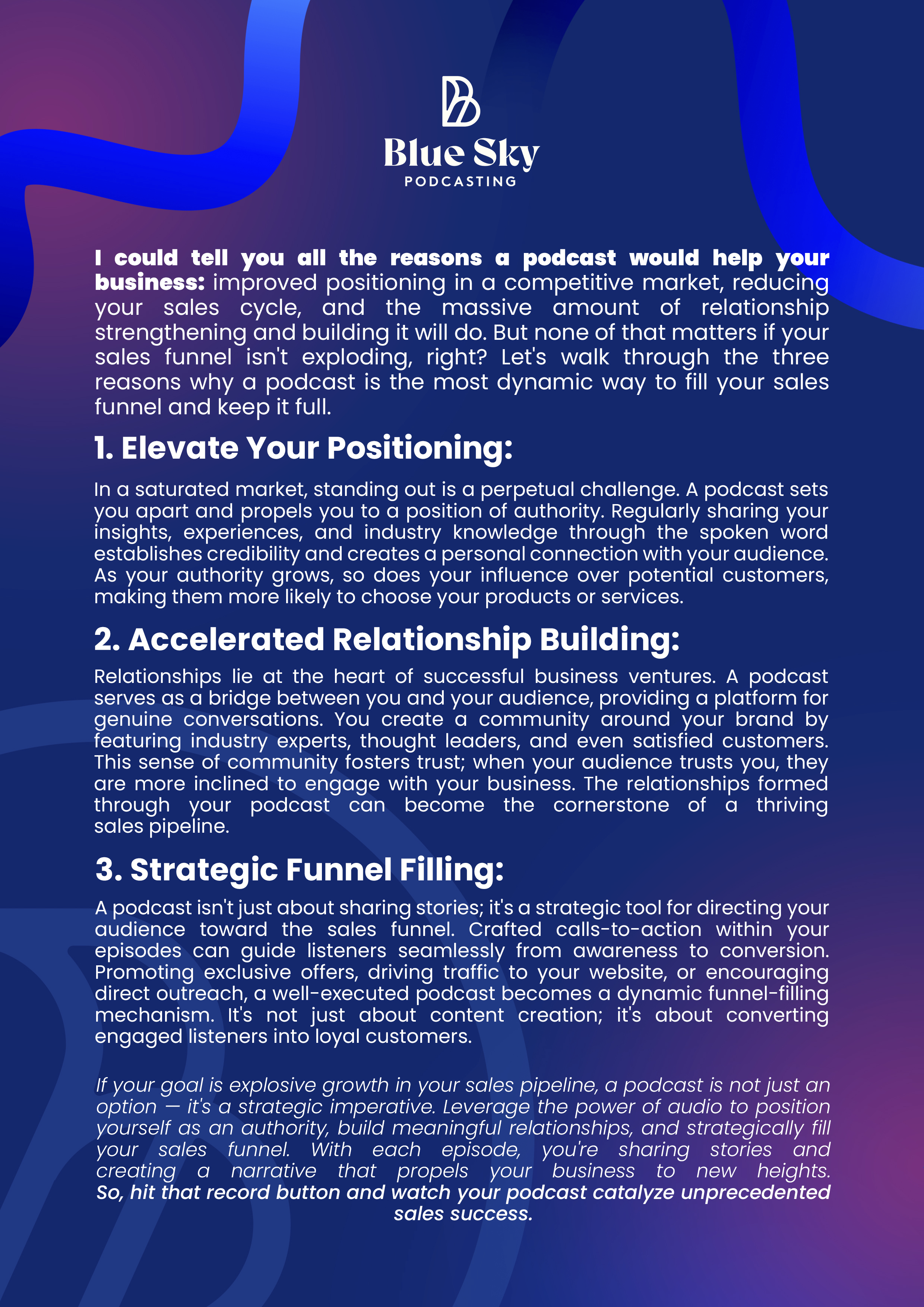 How to Write a Podcast that Explodes Your Sales Pipeline — Blue Sky ...