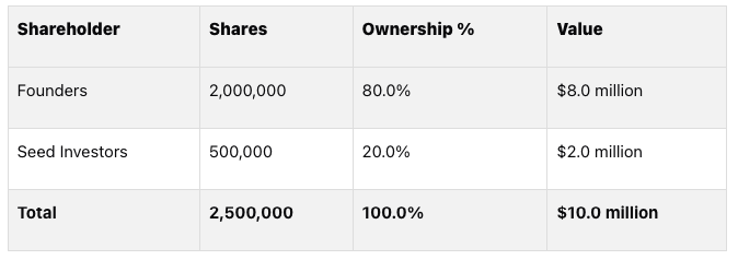 TechFlow Seed Round Cap Table Example