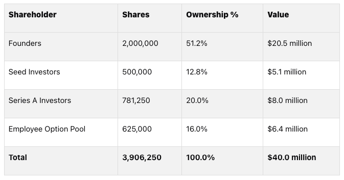 TechFlow Series A Cap Table Example