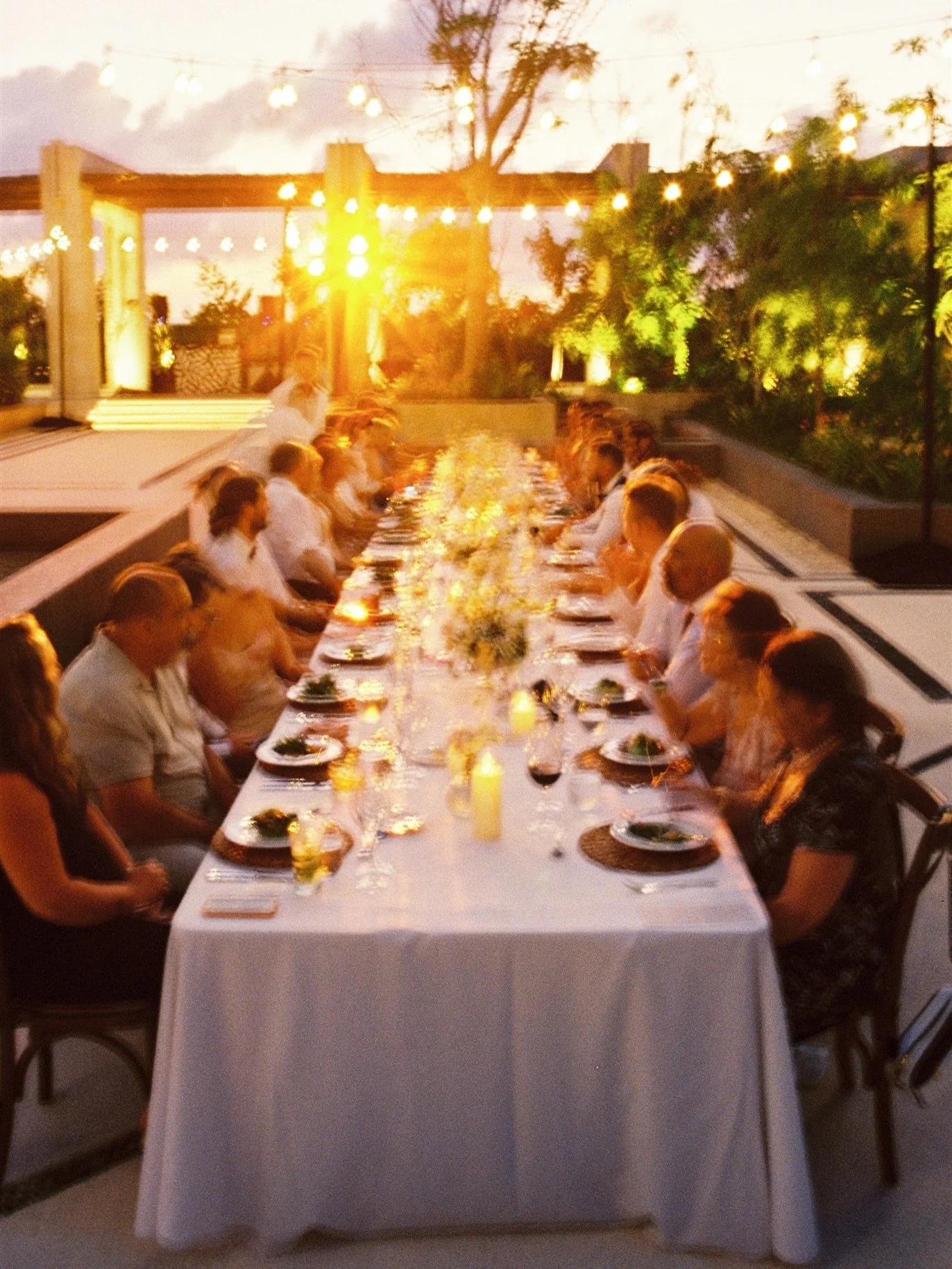 A summer wedding reception dinner.
.

Keywords: Destination Wedding. Wedding Photographer. Film Wedding Photographer. Mexican Destination Wedding. Mexico City Wedding. Oaxaca Wedding. Caribbean Wedding. Los Cabos Wedding. Puerto Vallarta Wedding. Fil