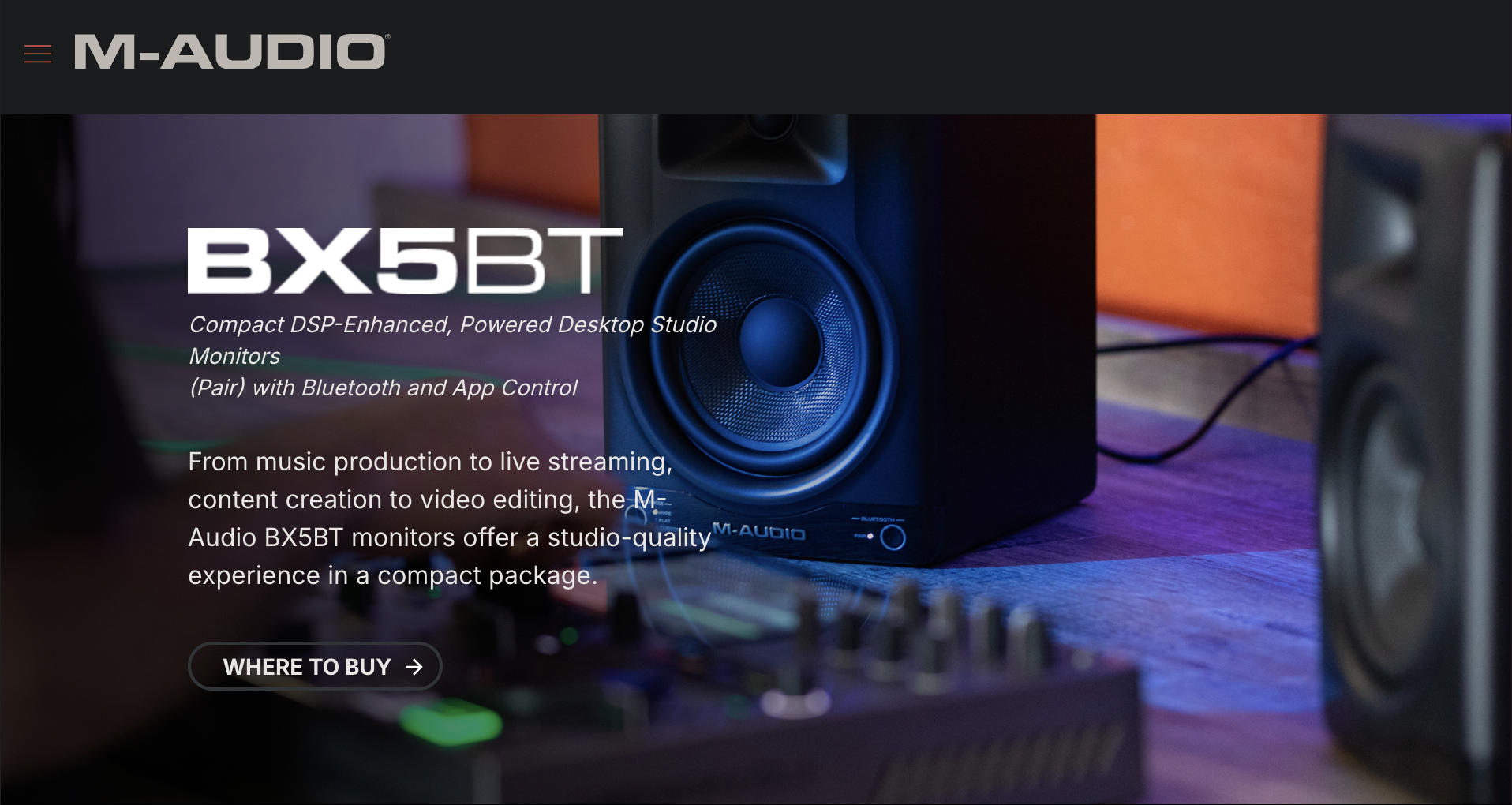 M-Audio BX5BT Studio Monitor Landing Page
