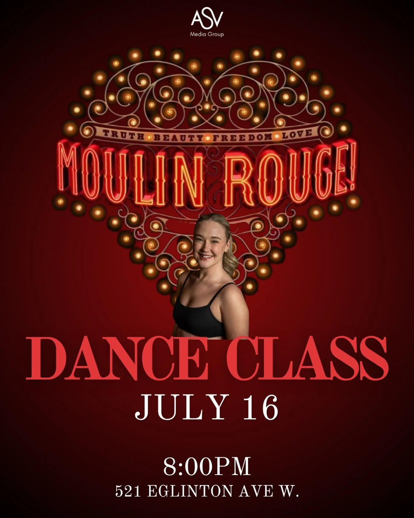 JULY 16: Come DANCE to the music of MOULIN ROUGE!!! @tori_waller is back at ASV ❤️💃🏼😍 DM us or visit the link in bio to register

#danceclass #torontodance #broadway #musicals
