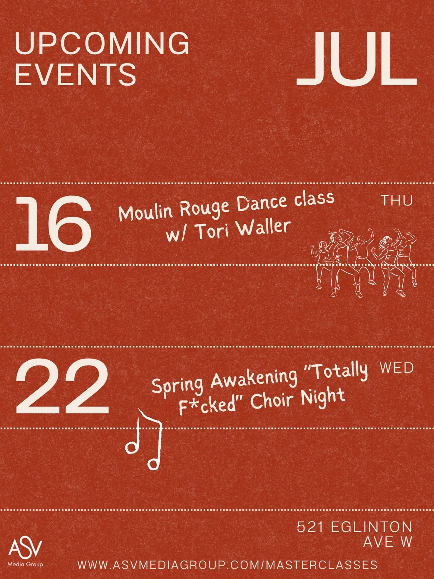 Coming up at ASV: We have ADULT CHOIR with @amandasilcoff and ADULT DANCE with @tori_waller this month and we can&rsquo;t wait to see you at the studio! Sign up link is in my bio ❤️
