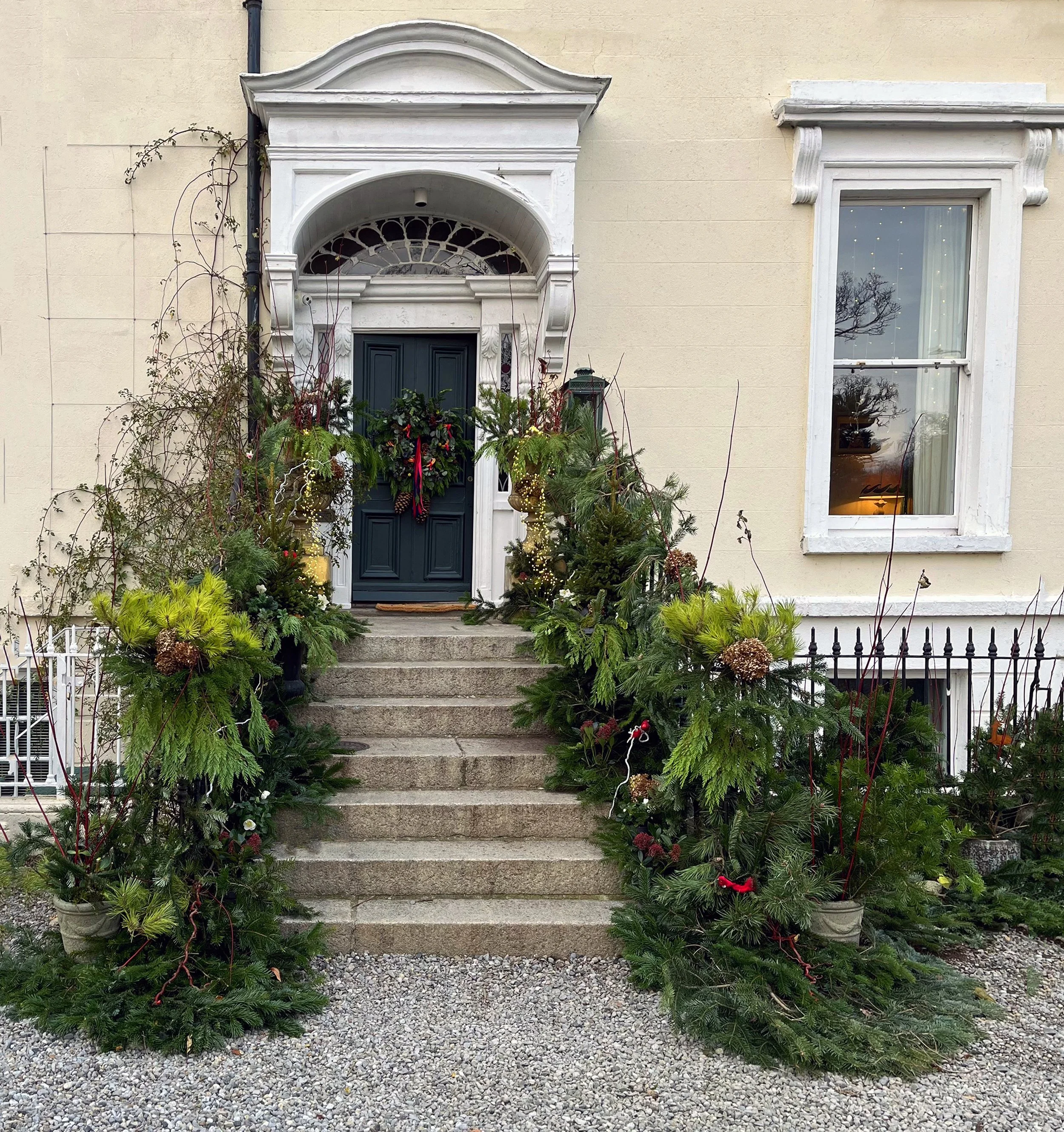 holiday floral design for dublin home exterior entry