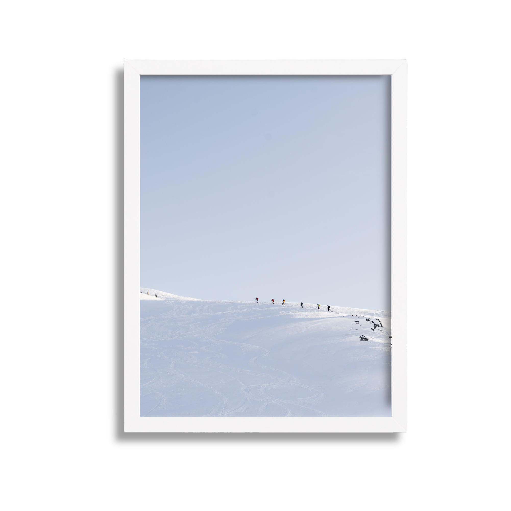 	
A large framed fine art photography print which shows several backcountry skiers in Whistler Mountain.
