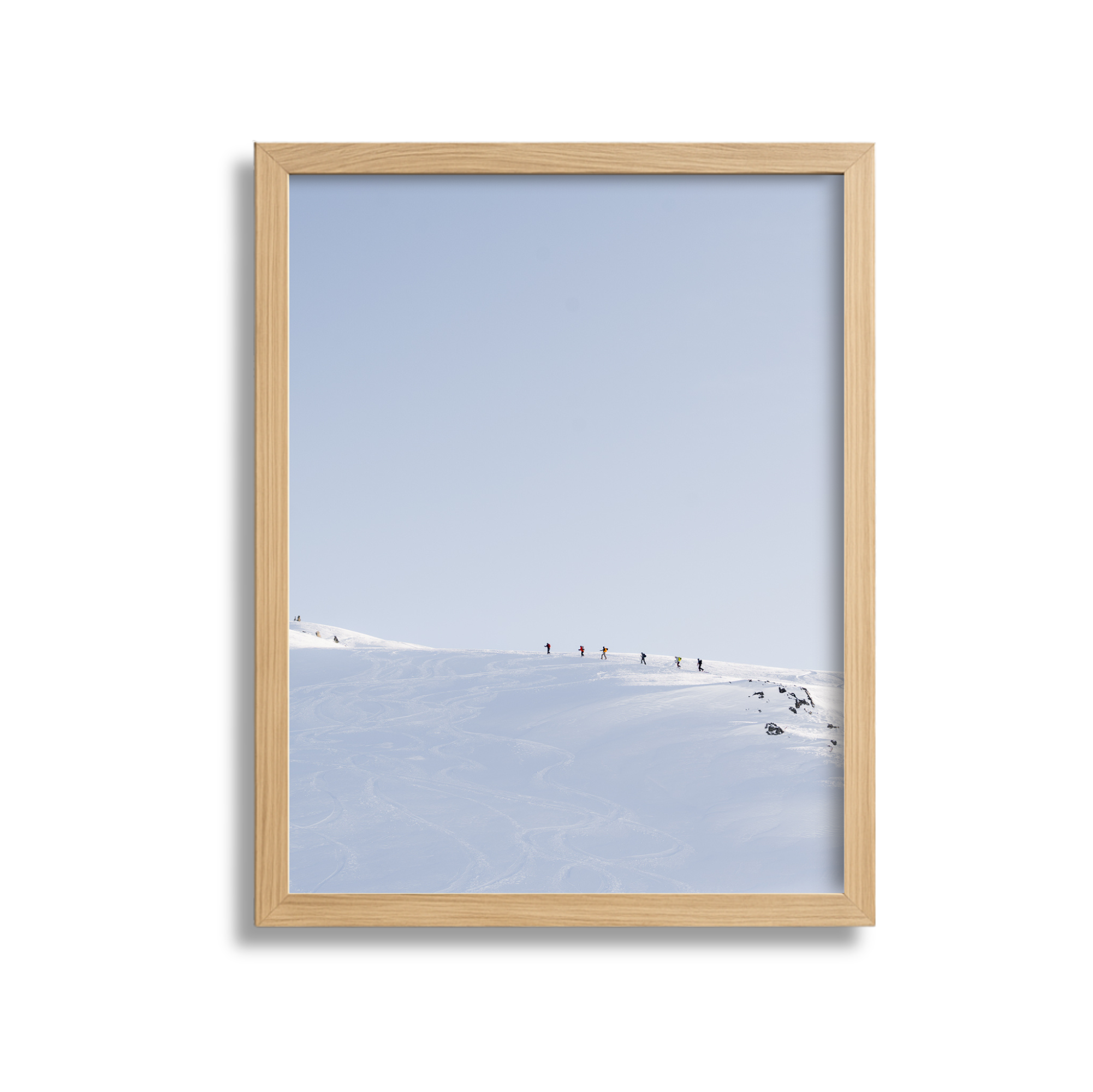 	
A large framed fine art photography print which shows several backcountry skiers in Whistler Mountain.
