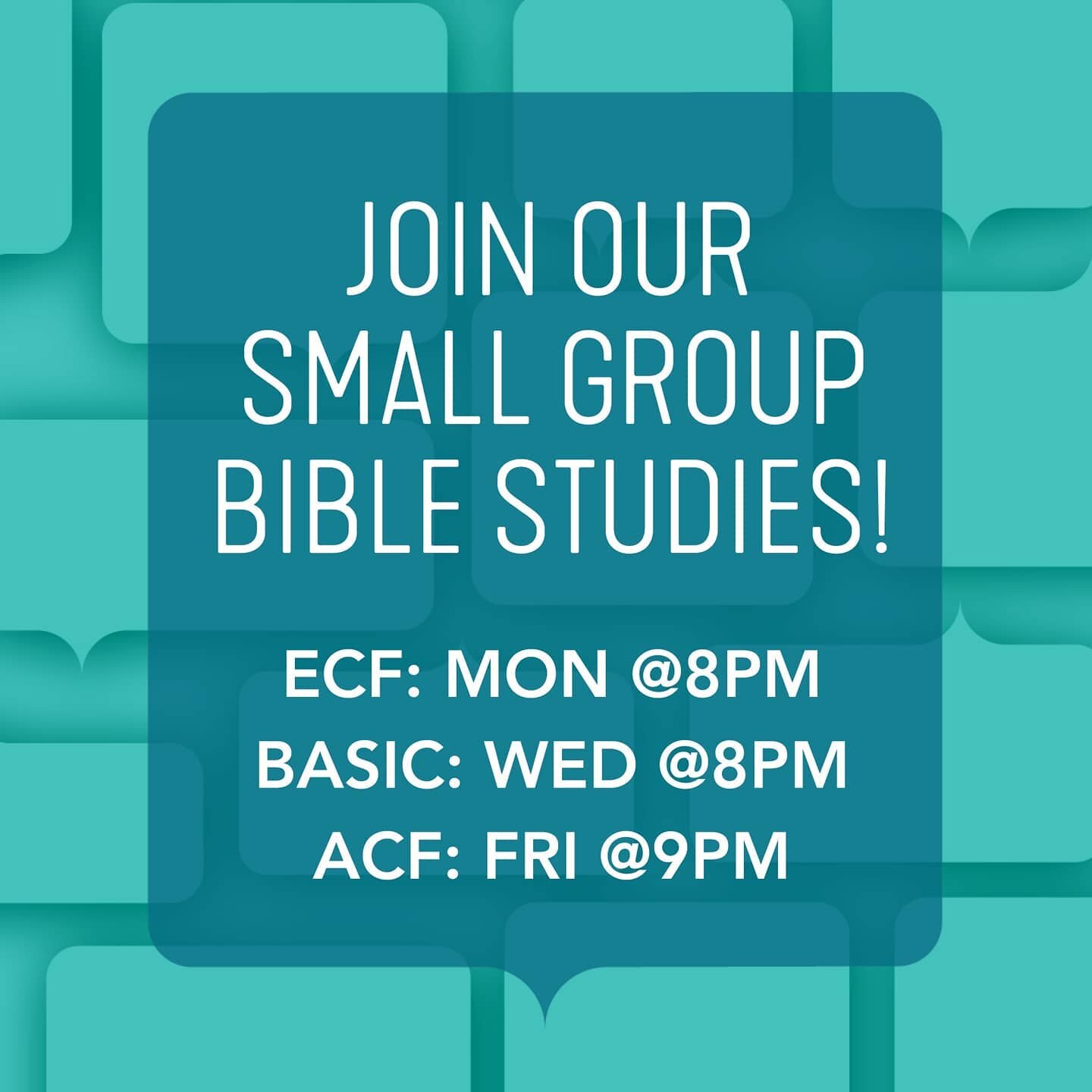 We invite you to join us at our small group Bible studies!! There are three this semester:
ECF - Mondays @ 8pm EDT
BASIC - Wednesdays @ 8pm
ACF - Fridays @ 9pm EDT
****Link in bio, under &quot;Fall 2020 Virtual Events&quot;
.
.
More about the topics: