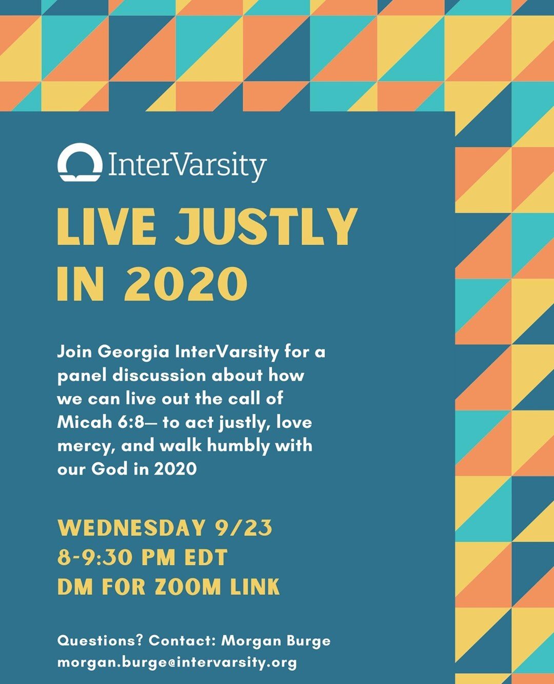 Join us for our Live Justly in 2020 panel on Wednesday 9/23 from 8-9:30pm ET! In this discussion we will dive into the issues of local advocacy, education, and housing justice.⁠
⁠
You will walk away with practical ways to live out the call of Micah 6