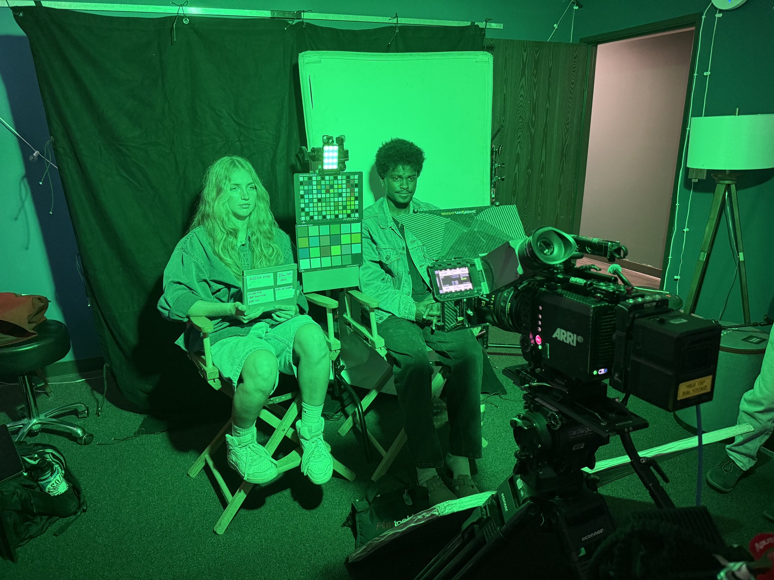 two models in front of arri alexa camera for color grading LUT creation