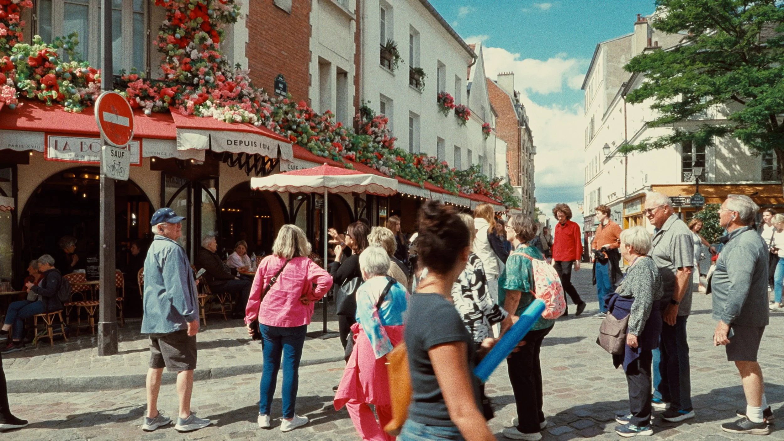 Tourists on a street in paris