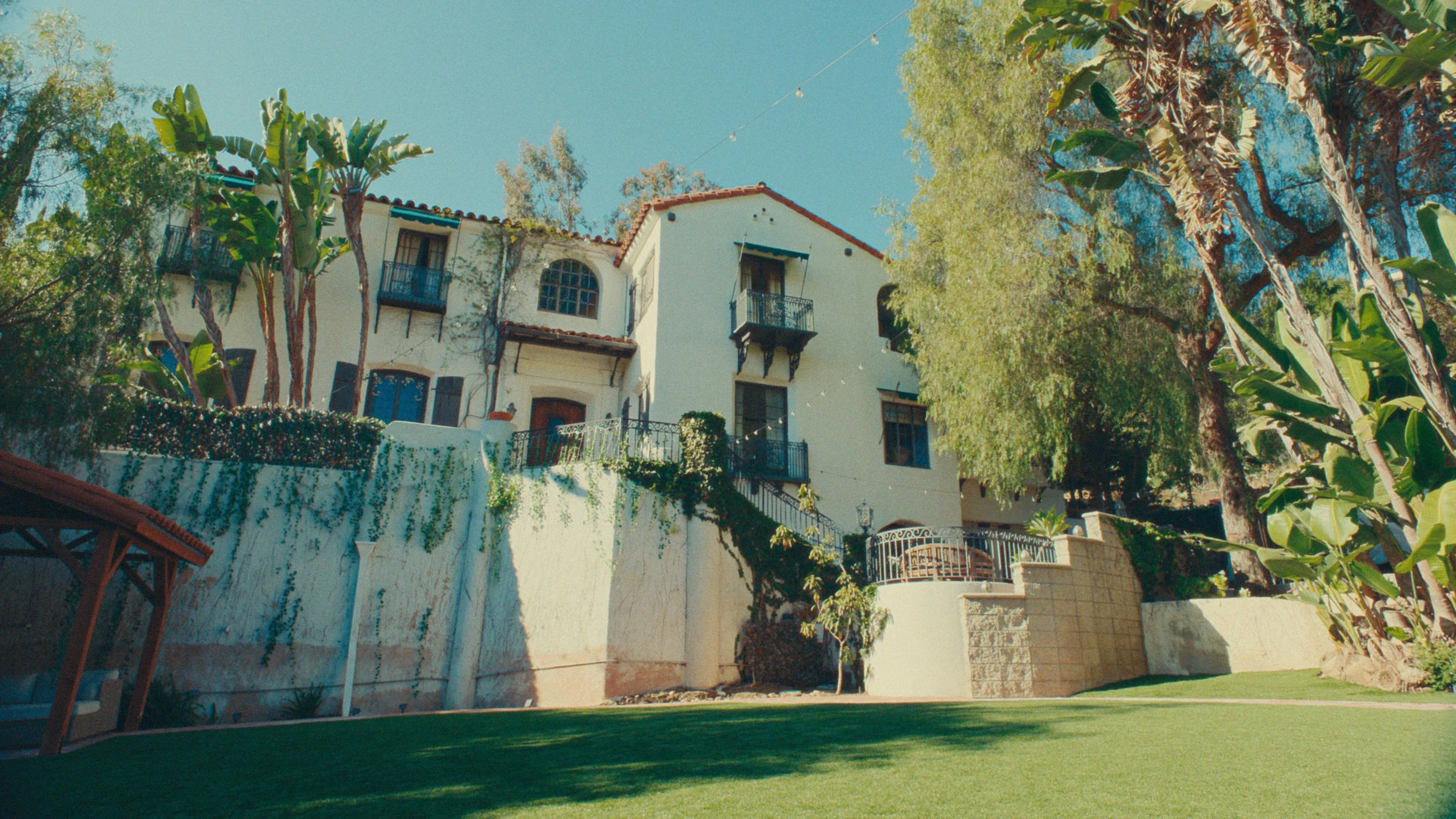 Spanish style house in the hollywood hills, vibrant film colors