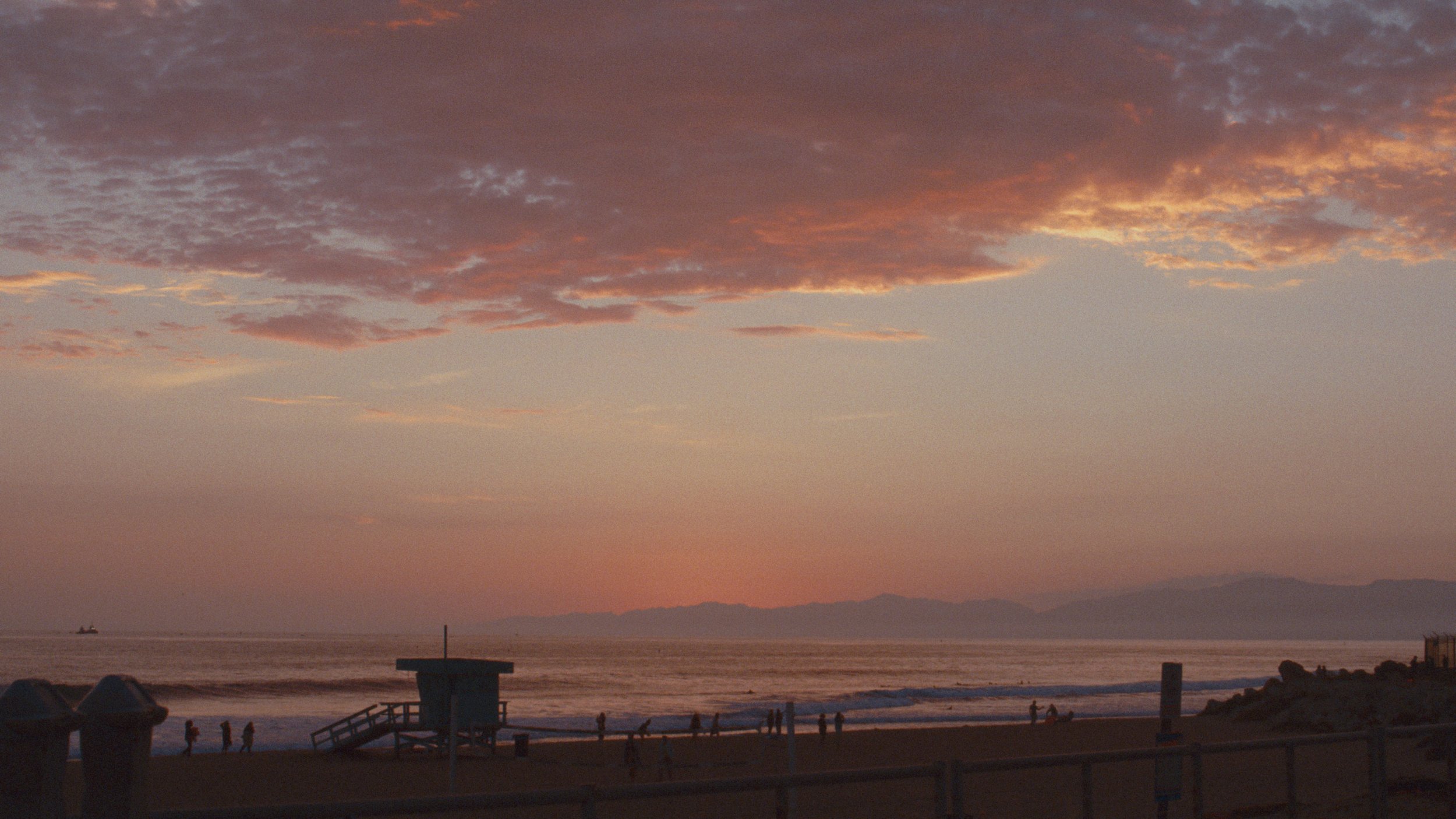 Santa Monica beach with vintage Kodak film emulation color grade LUT
