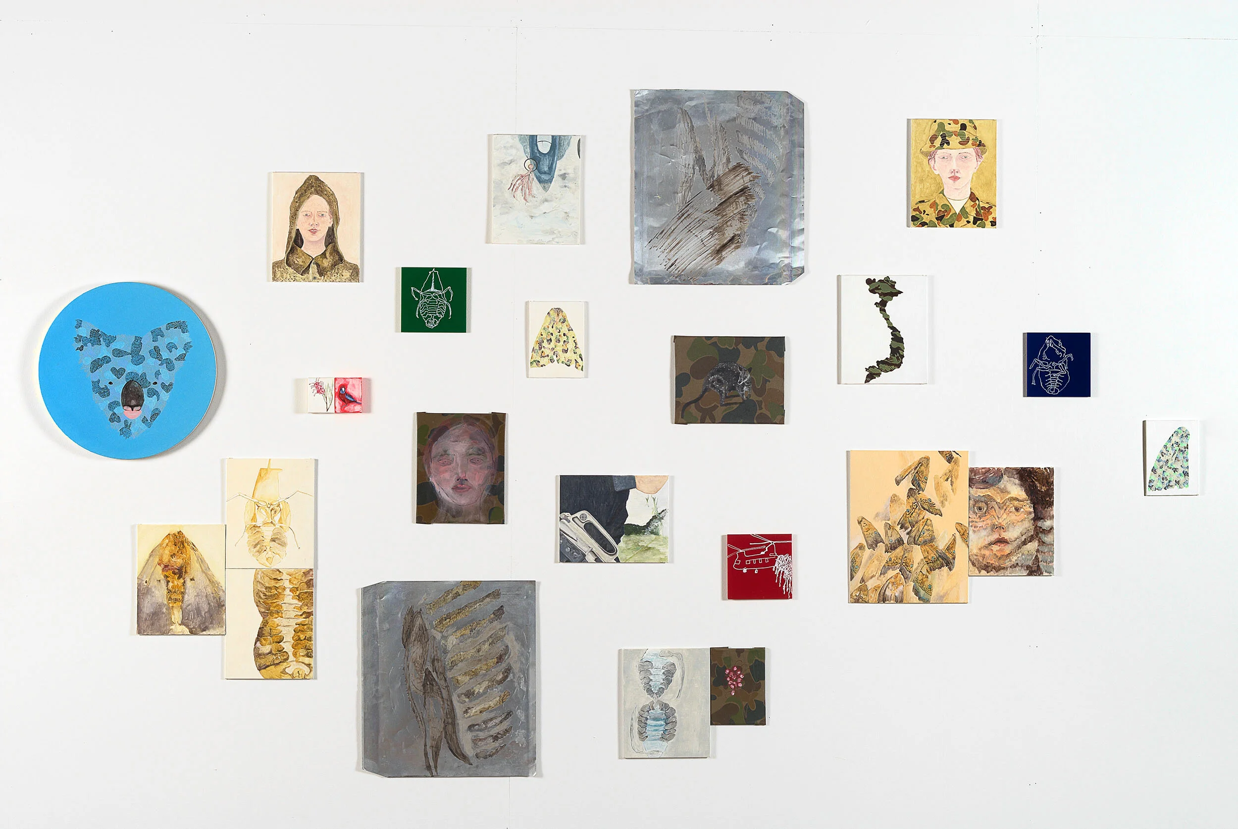 Camouflage Landscape 02 oil on canvas board, metal and perspex