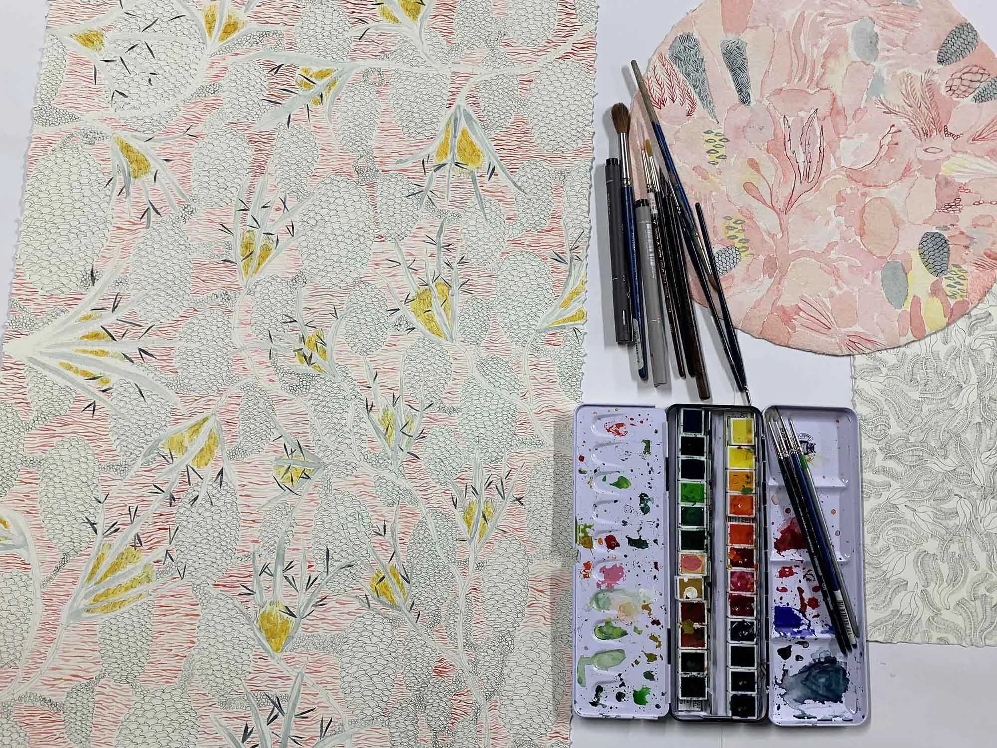 Works in progress in the studio at Eygalières