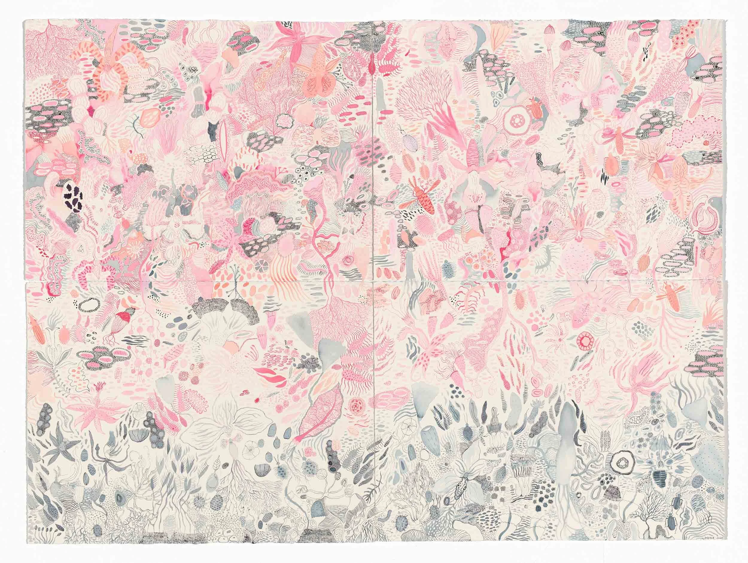 Cellular Landscape, ink and watercolour on watercolour paper, 114cm x 152cm