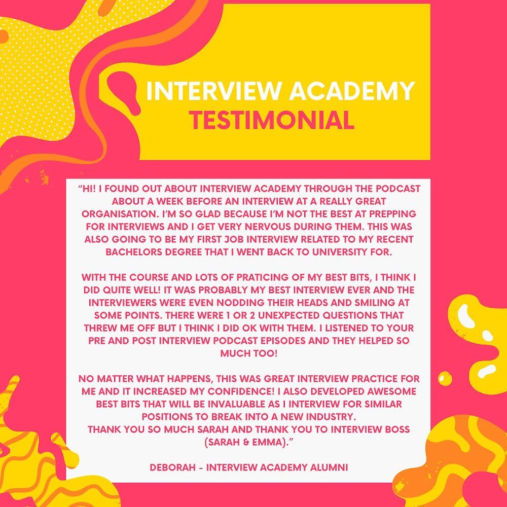 Incredible feedback from one of our Interview Academy alumni Deborah! 💫🎓

Our course is all about giving you a formula to find your best stories and put them to work - not just for this current job, but for every interview you ever have. 💪🏽

It&r