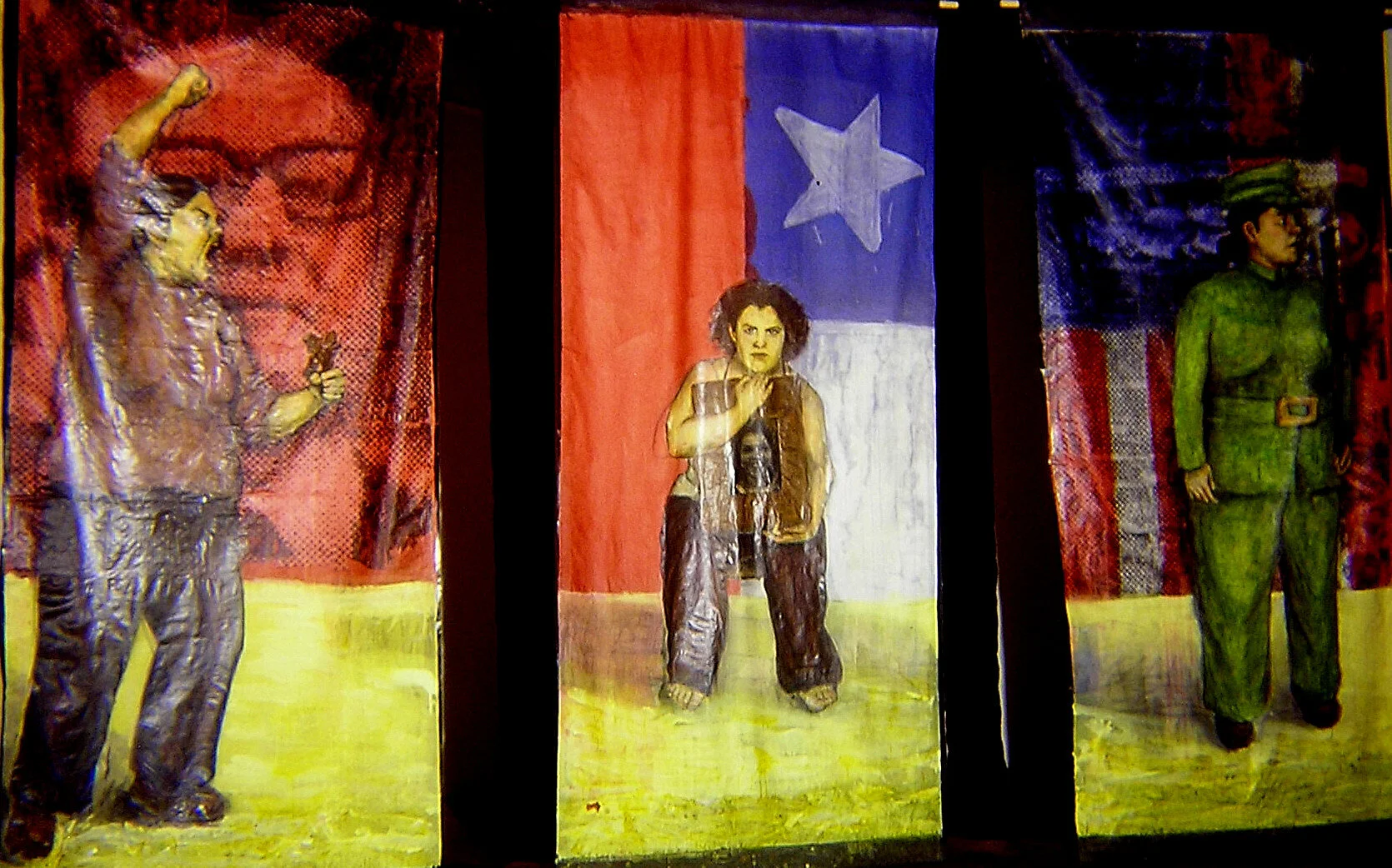 In Memory of the Deaf, the Mute, the Blind, and the Loved;  April 2001;  mixed media on linen; 
11' x 16'