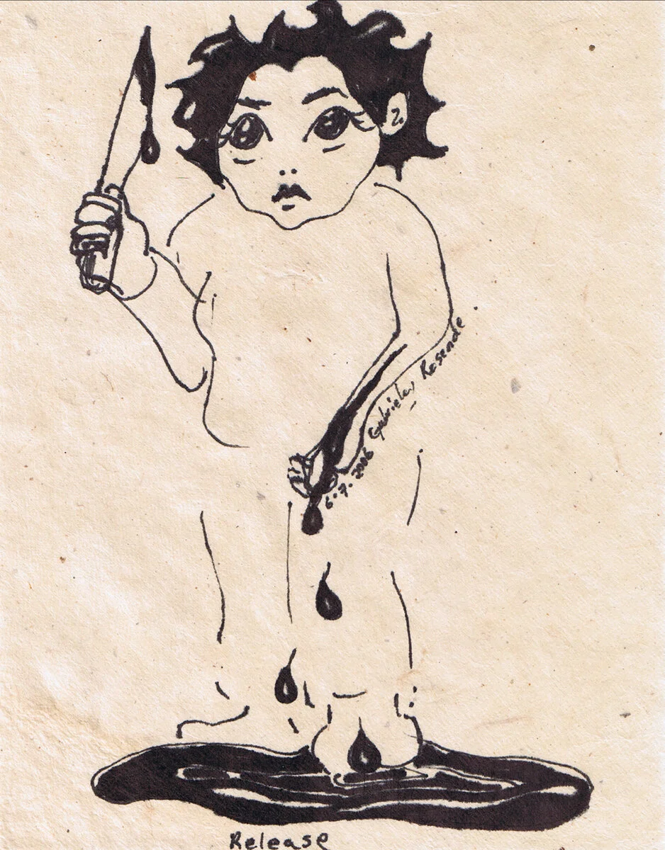 Release (from Pages of a Sketchbook);  
June 2006;  Ink on raw paper