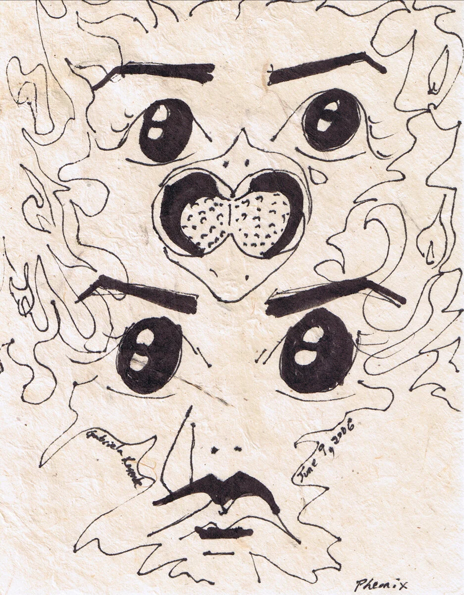 Pheonix (from Pages of a Sketchbook);  
June 2006;  Ink on raw paper