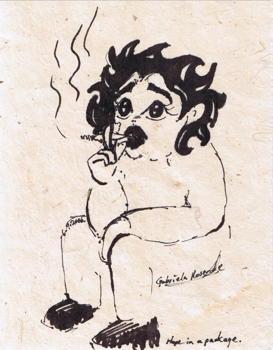 Hope in a Package (from Pages of a Sketchbook);  June 2006;  Ink on raw paper