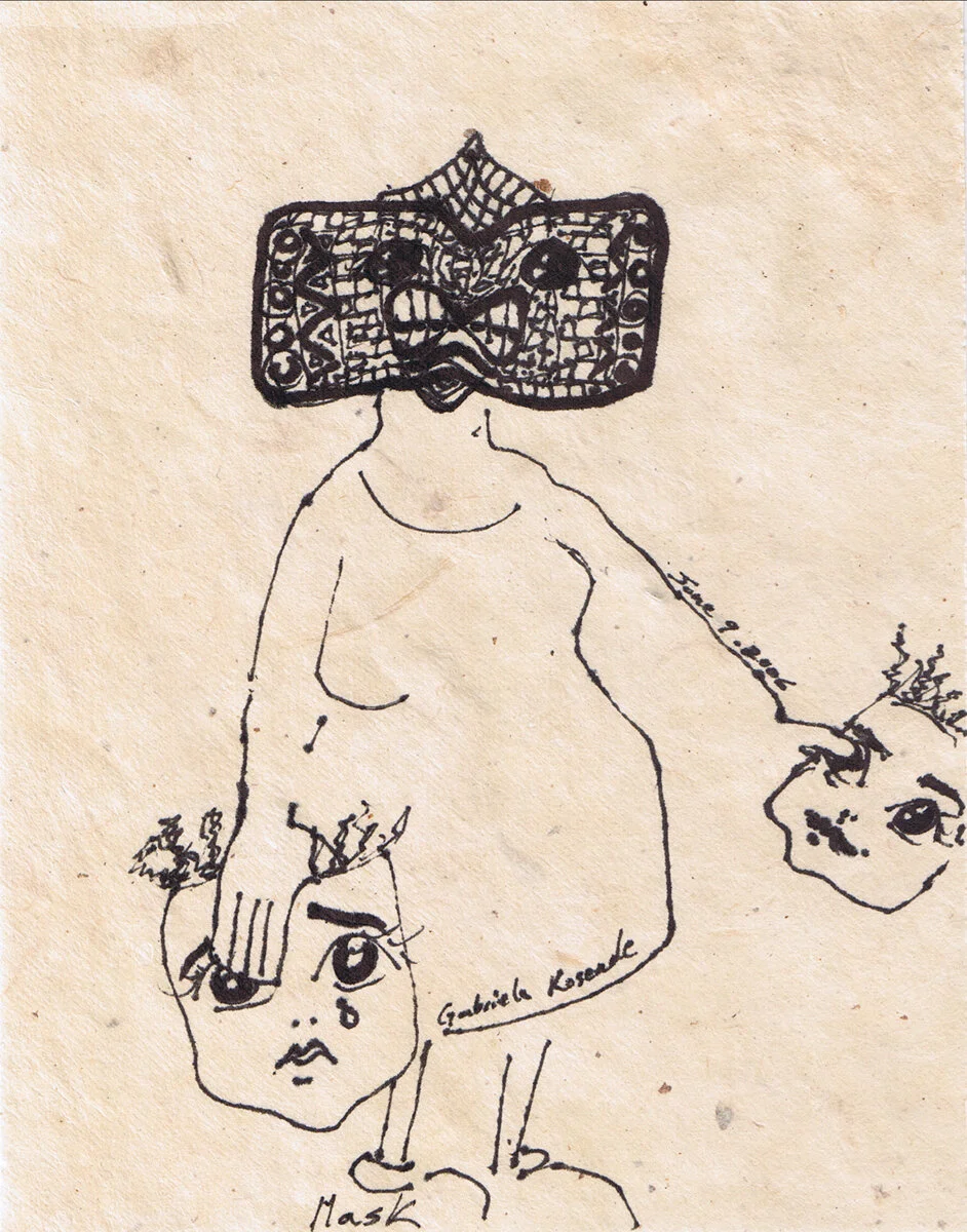 Mask (from Pages of a Sketchbook);  
June 2006;  Ink on raw paper