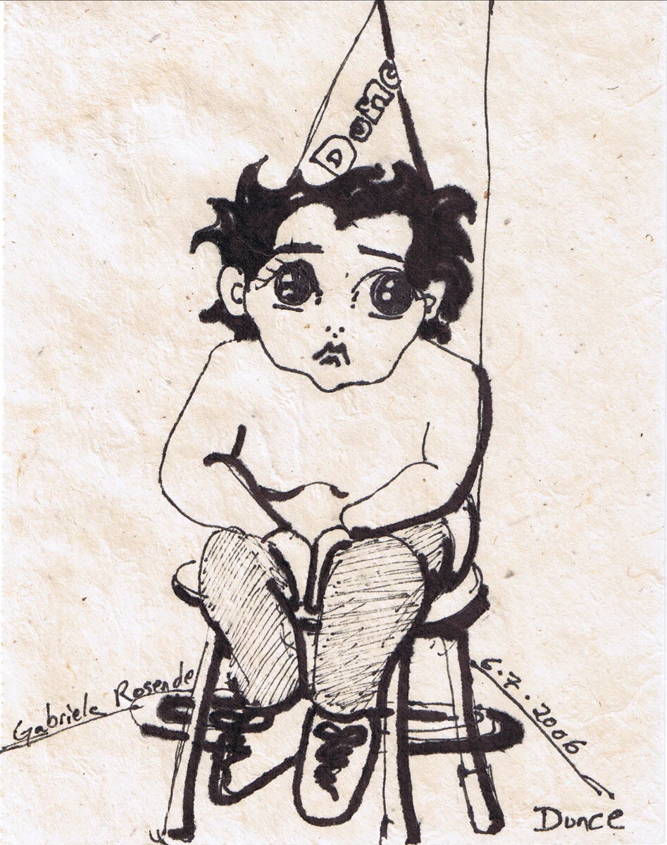Dunce (from Pages of a Sketchbook);  
June 2006;  Ink on raw paper