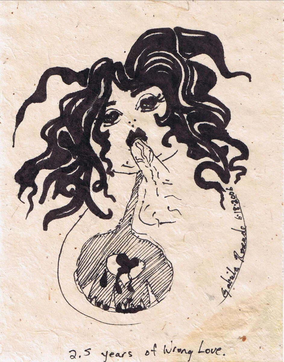2.5 years of Wrong Love (from Pages of a Sketchbook);  June 2006;  Ink on raw paper