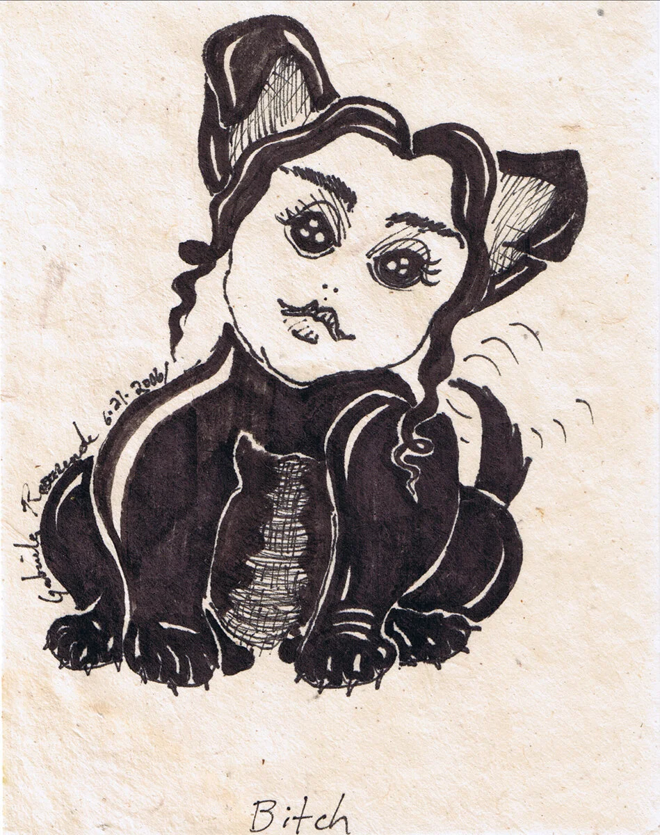 Bitch (from Pages of a Sketchbook);  
June 2006;  Ink on raw paper