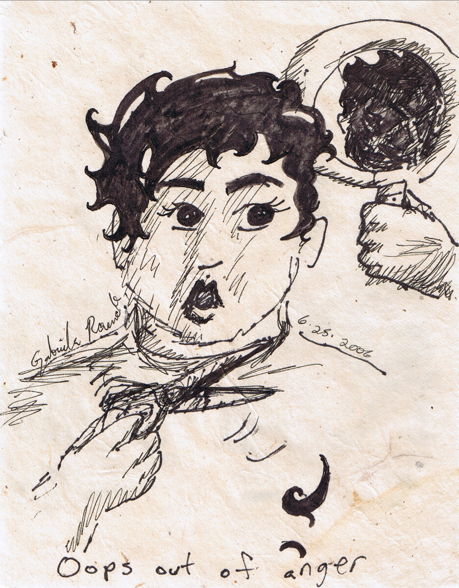 Oops Out of Anger (from Pages of a Sketchbook);  June 2006;  Ink on raw paper