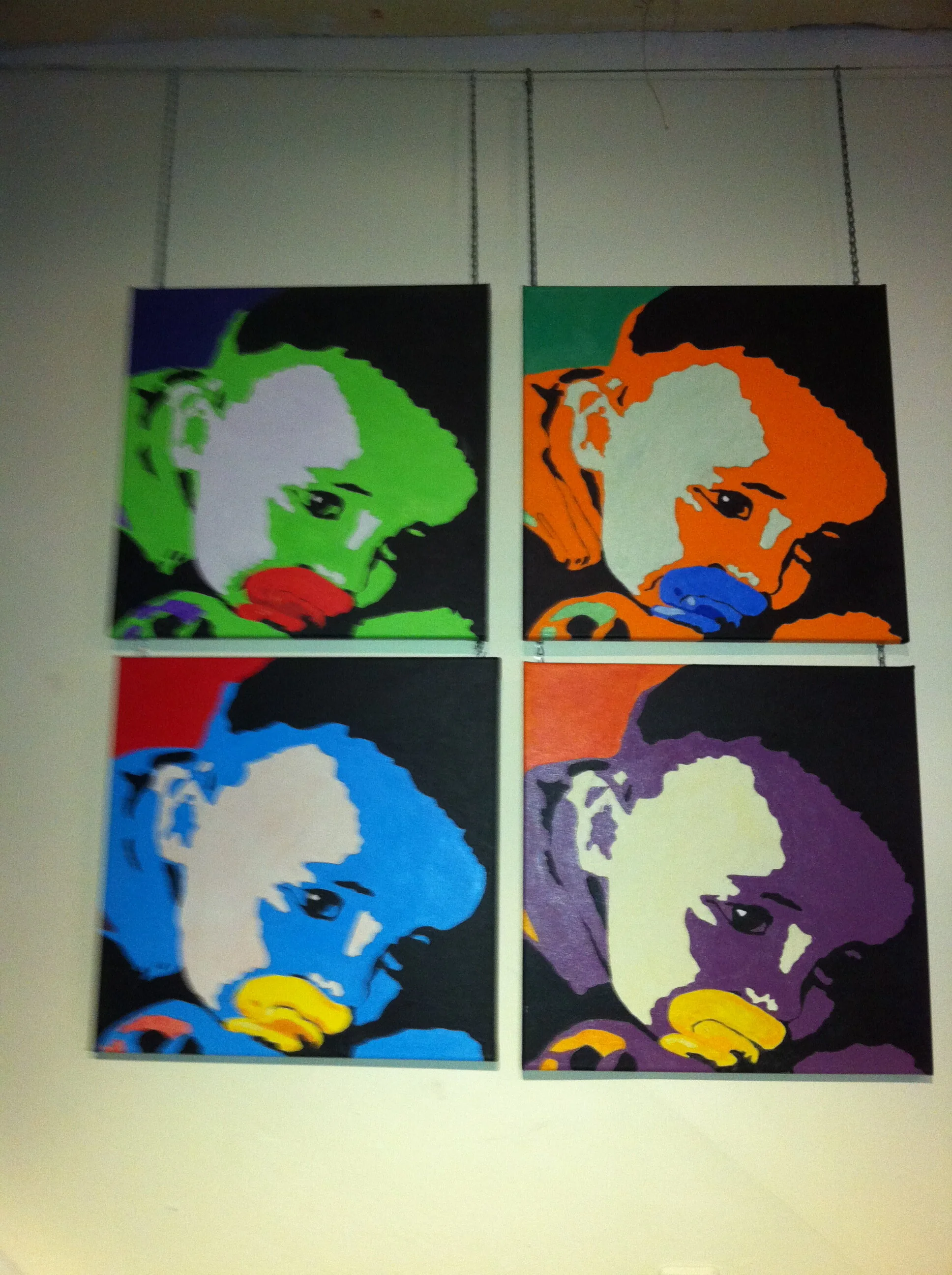Soother Blues (in green);  Soother Blues (in orange);  Soother Blues (in blue);  Soother Blues (in purple);   
Gabriela Rosende;  2011;  Acrylic on Canvas