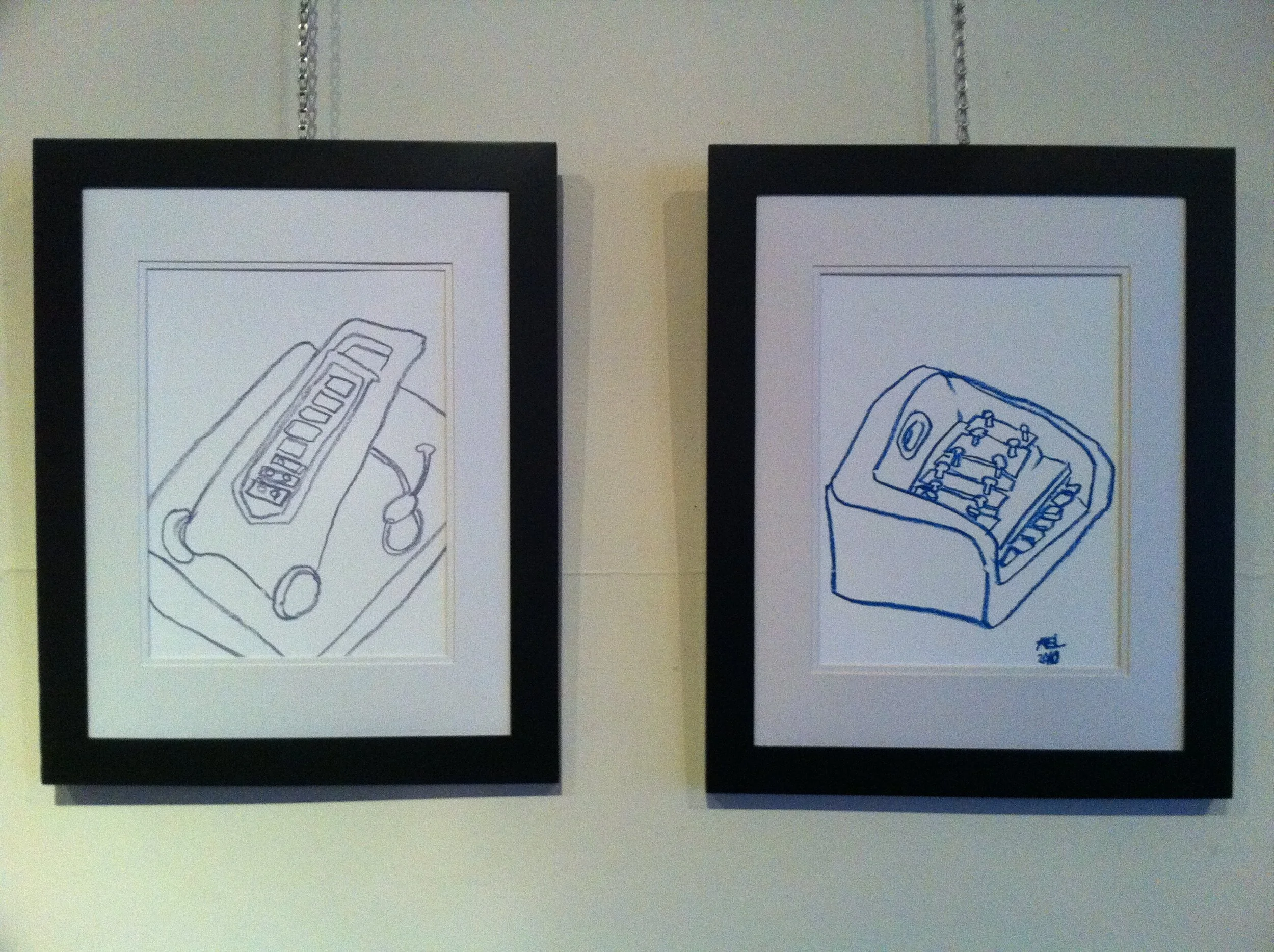 Grey Xylophone  &  Blue Xylophone;
A.E. Lefebvre;  2010;  Ink on Canvas