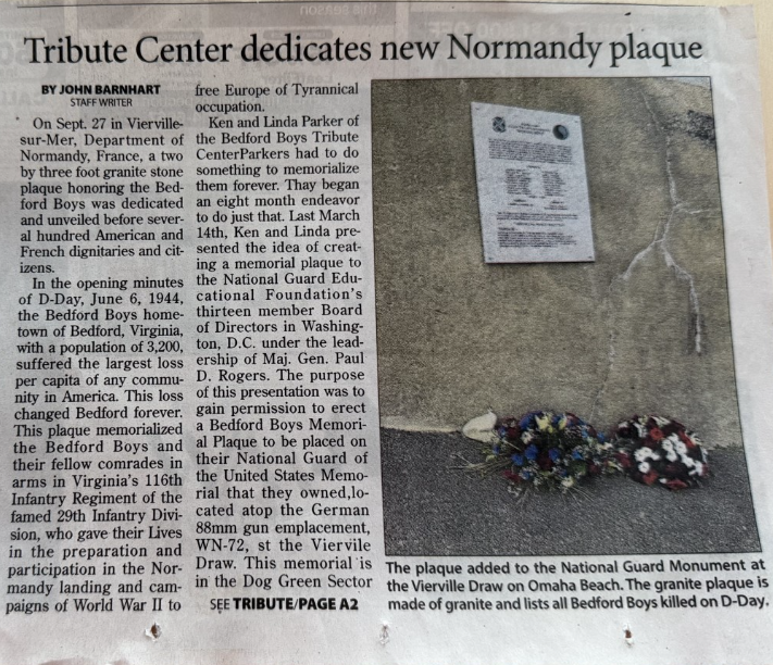 November 5th 2025 - BBTC Unveils Normandy Plaque