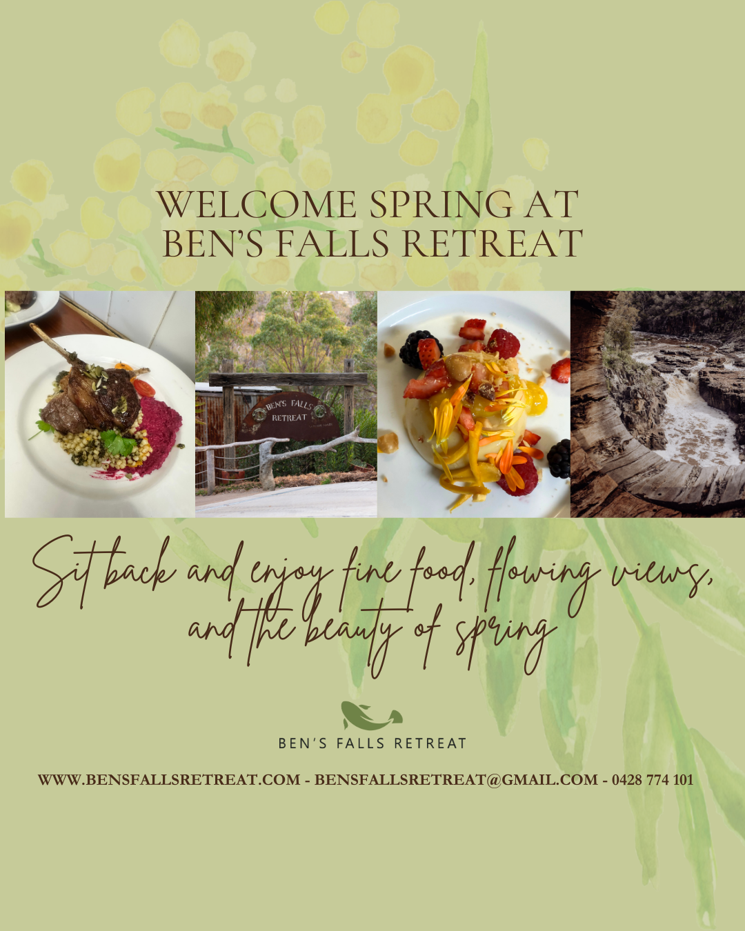 Welcome Spring at Ben’s Falls Retreat