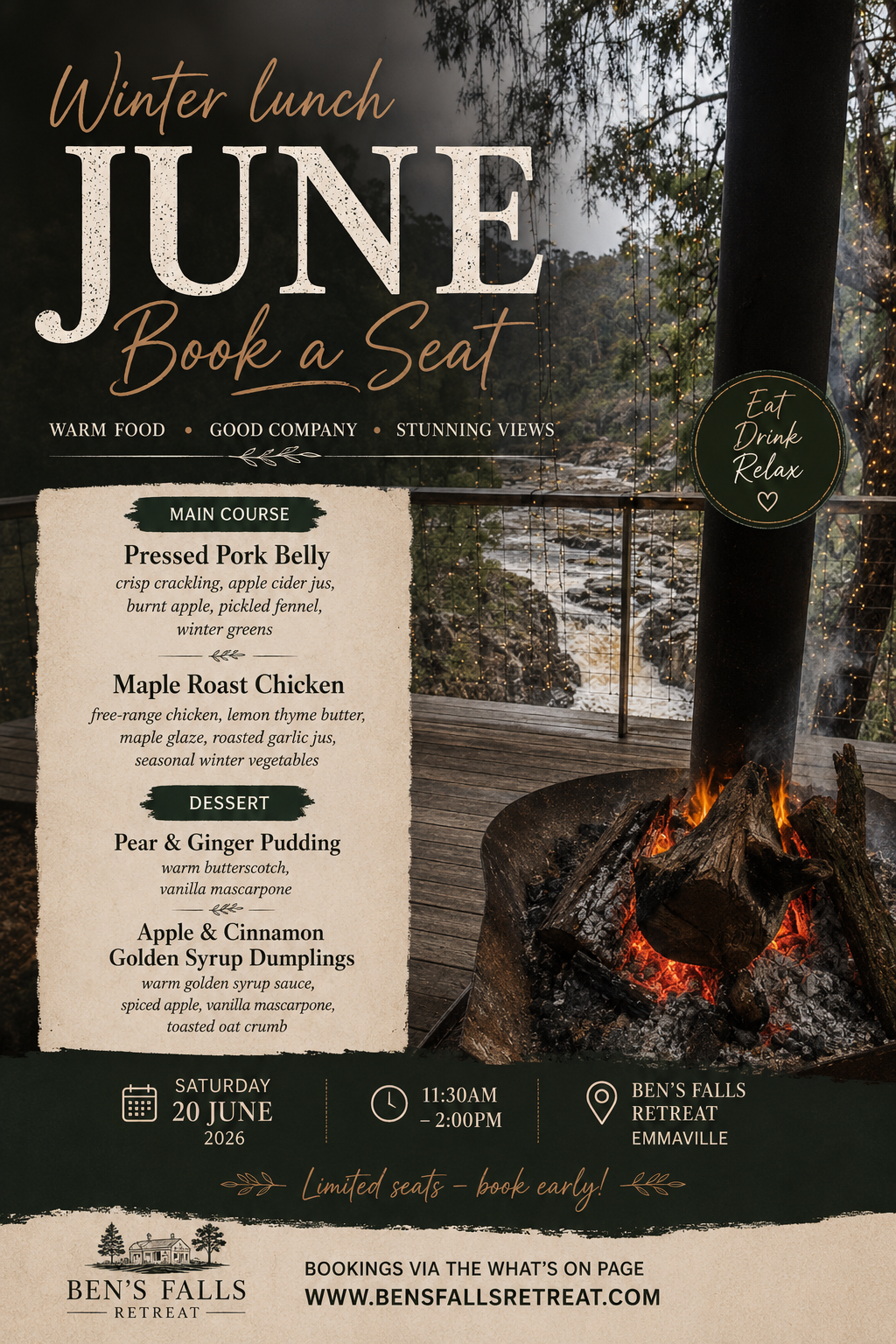 Taste of Winter at Ben's Falls Retreat