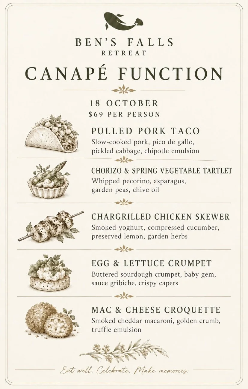 Sunset Canapes at Ben's Falls