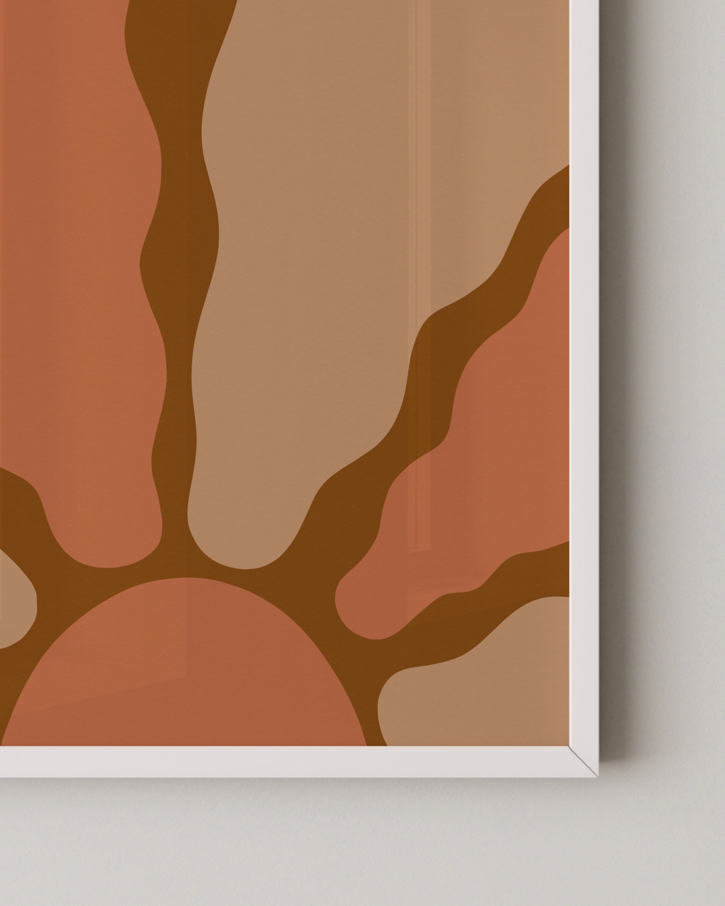 sunshine wall art in warm earthy tones, featuring shades of terracotta, rust, and beige, perfect for minimalist boho decor.