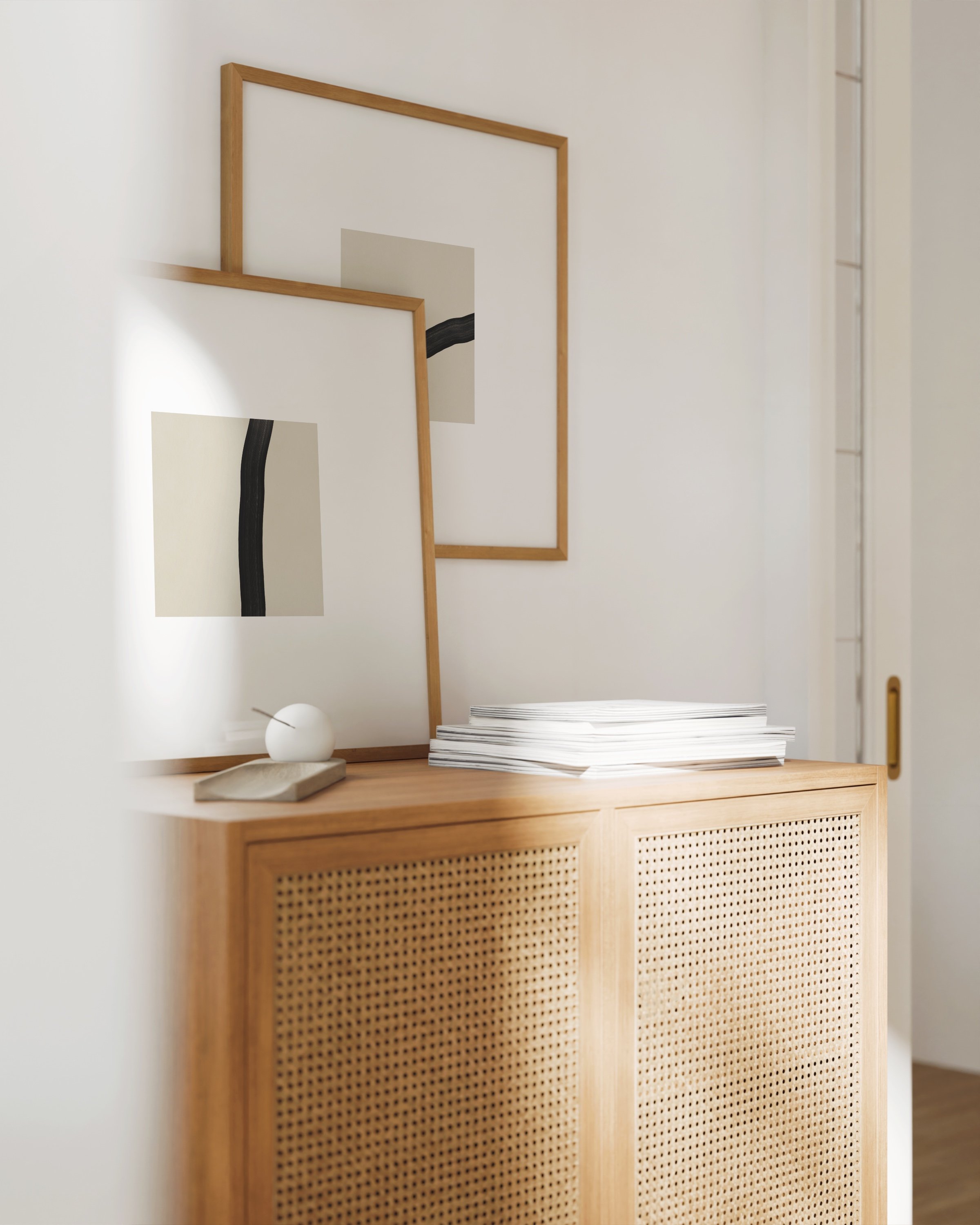 Set of two minimalist abstract line art prints featuring black lines on a beige background, perfect for modern and contemporary home decor.