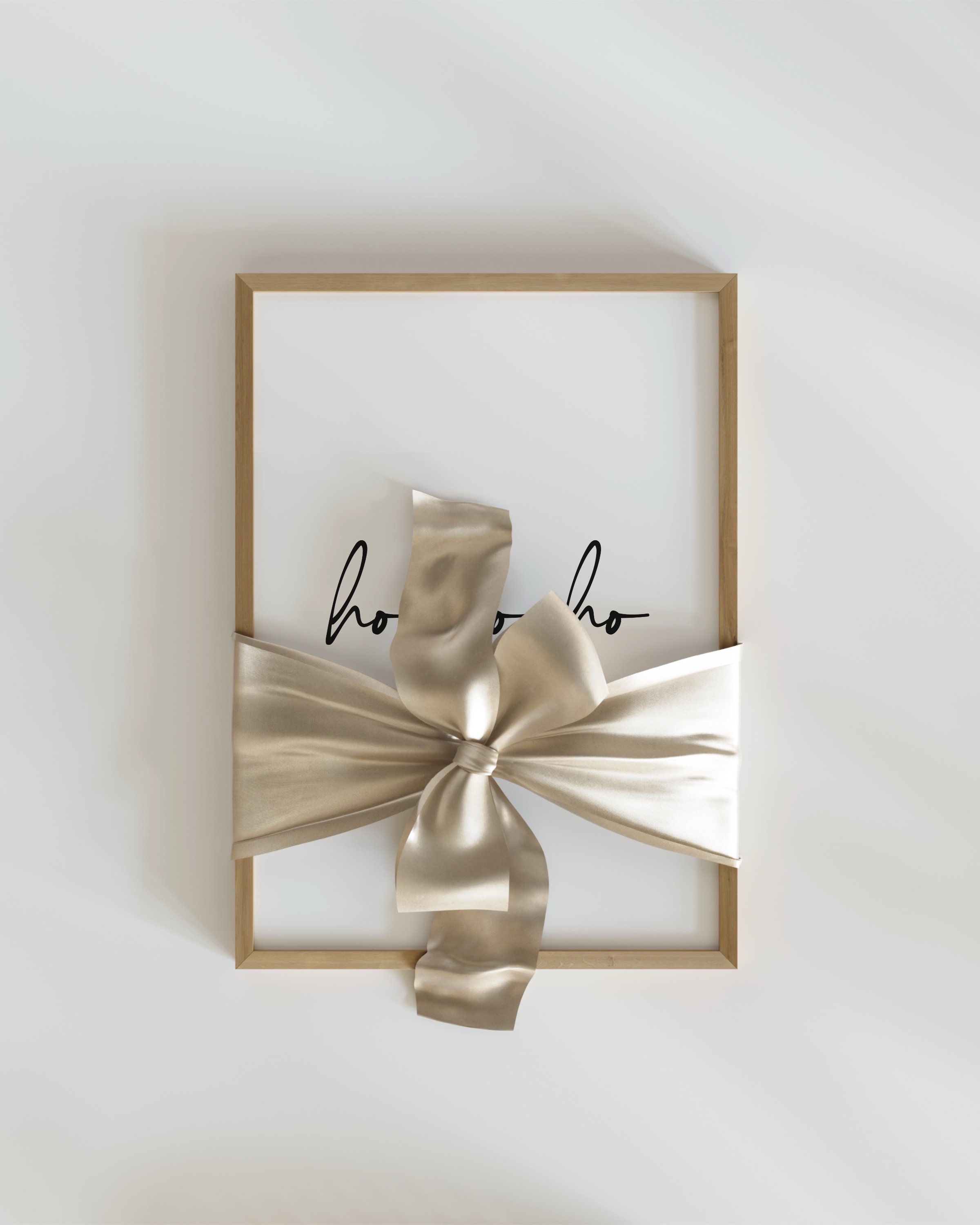 Minimalist “Ho Ho Ho” art print in black script on a white background, perfect for holiday decor.